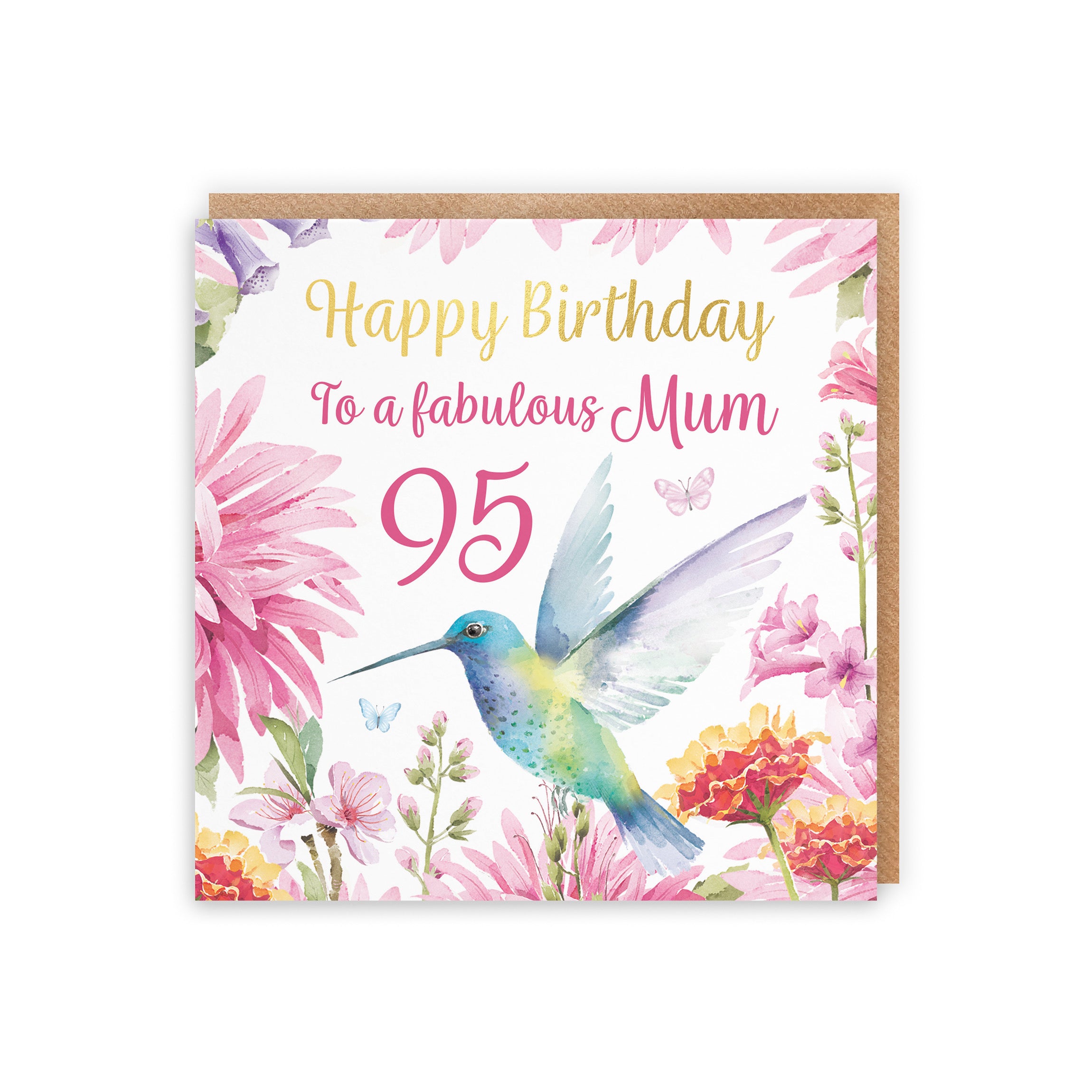 95th Mum Birthday Card Hummingbird Gold Foil Milo's Gallery - Default Title (5056408183857)