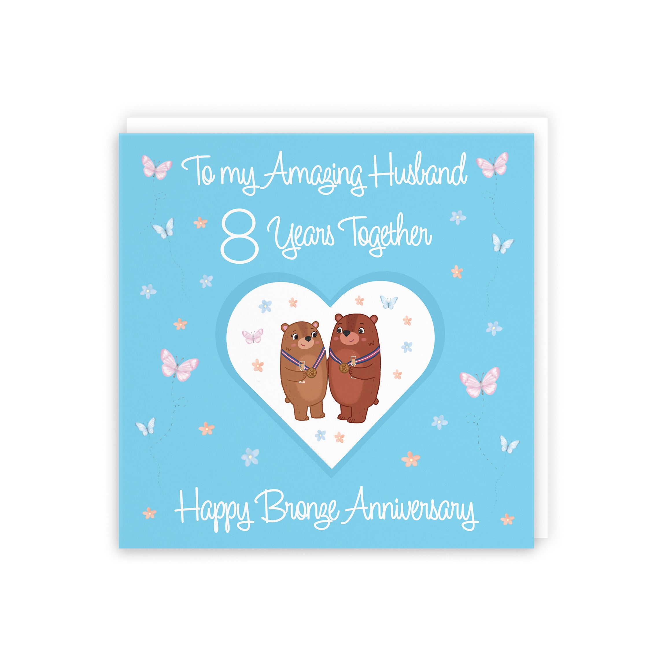 8th Husband Anniversary Card Bronze Romantic Meadows - Default Title (5056408184496)