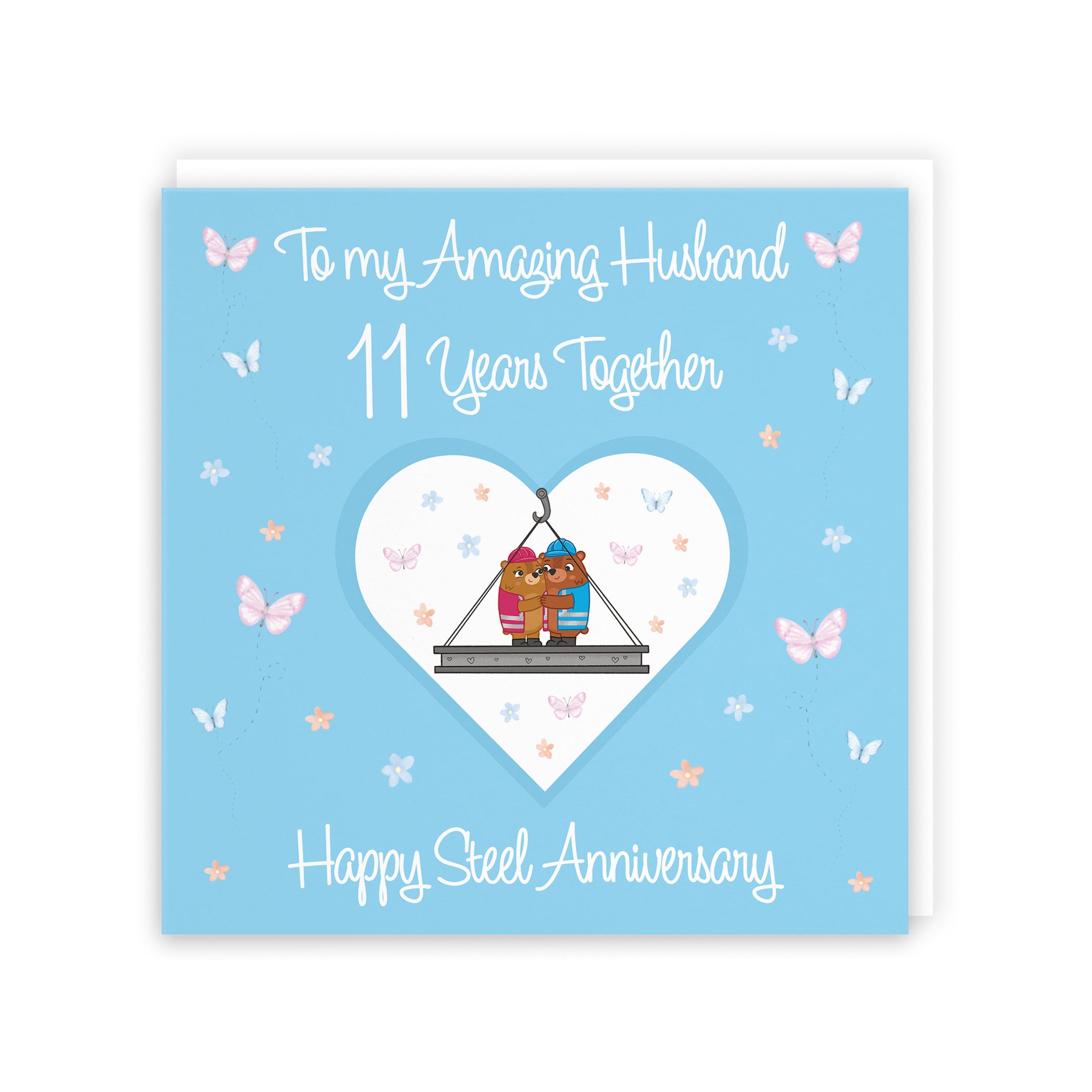 11th Husband Anniversary Card Steel Romantic Meadows - Default Title (5056408184526)