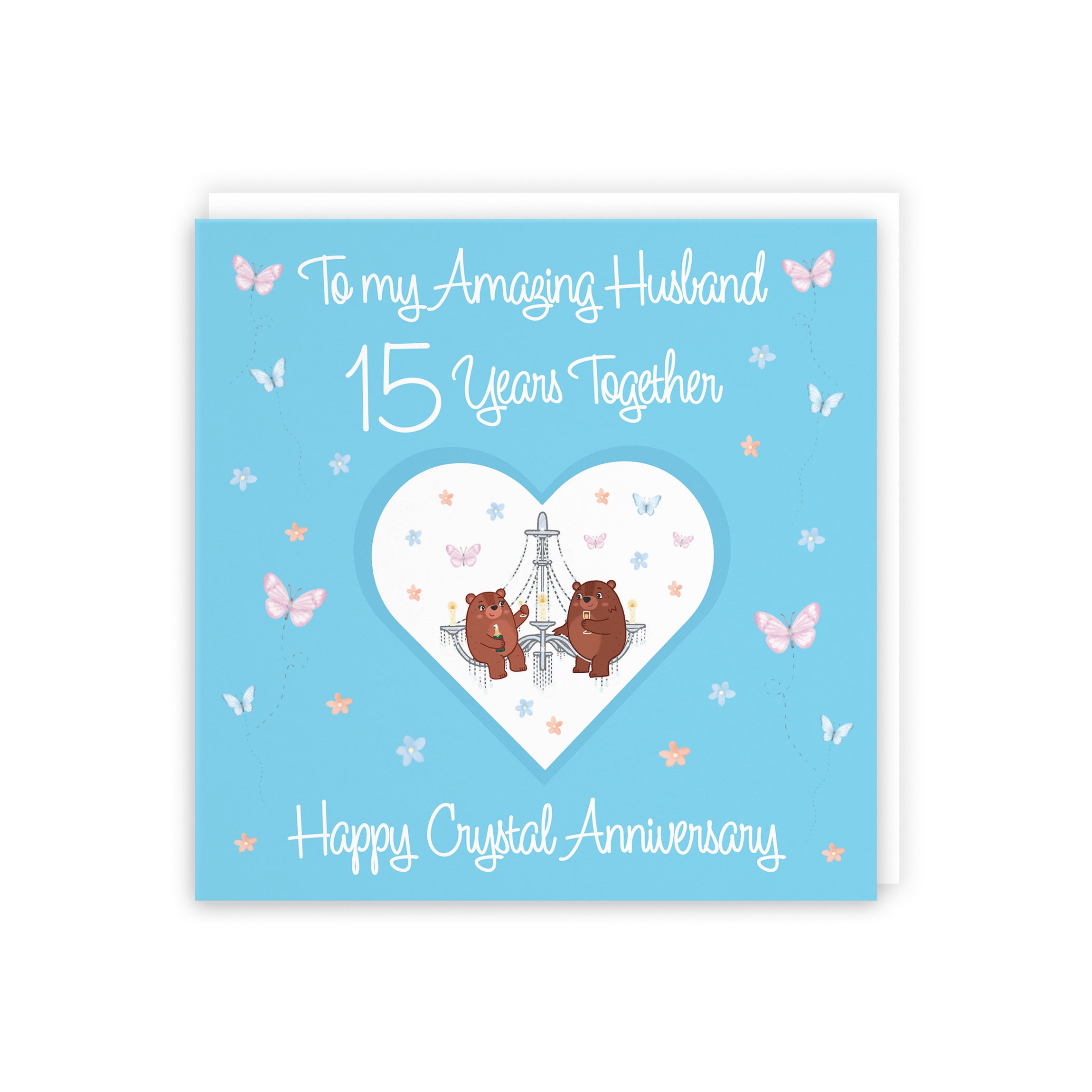 15th Husband Anniversary Card Crystal Romantic Meadows - Default Title (5056408184564)