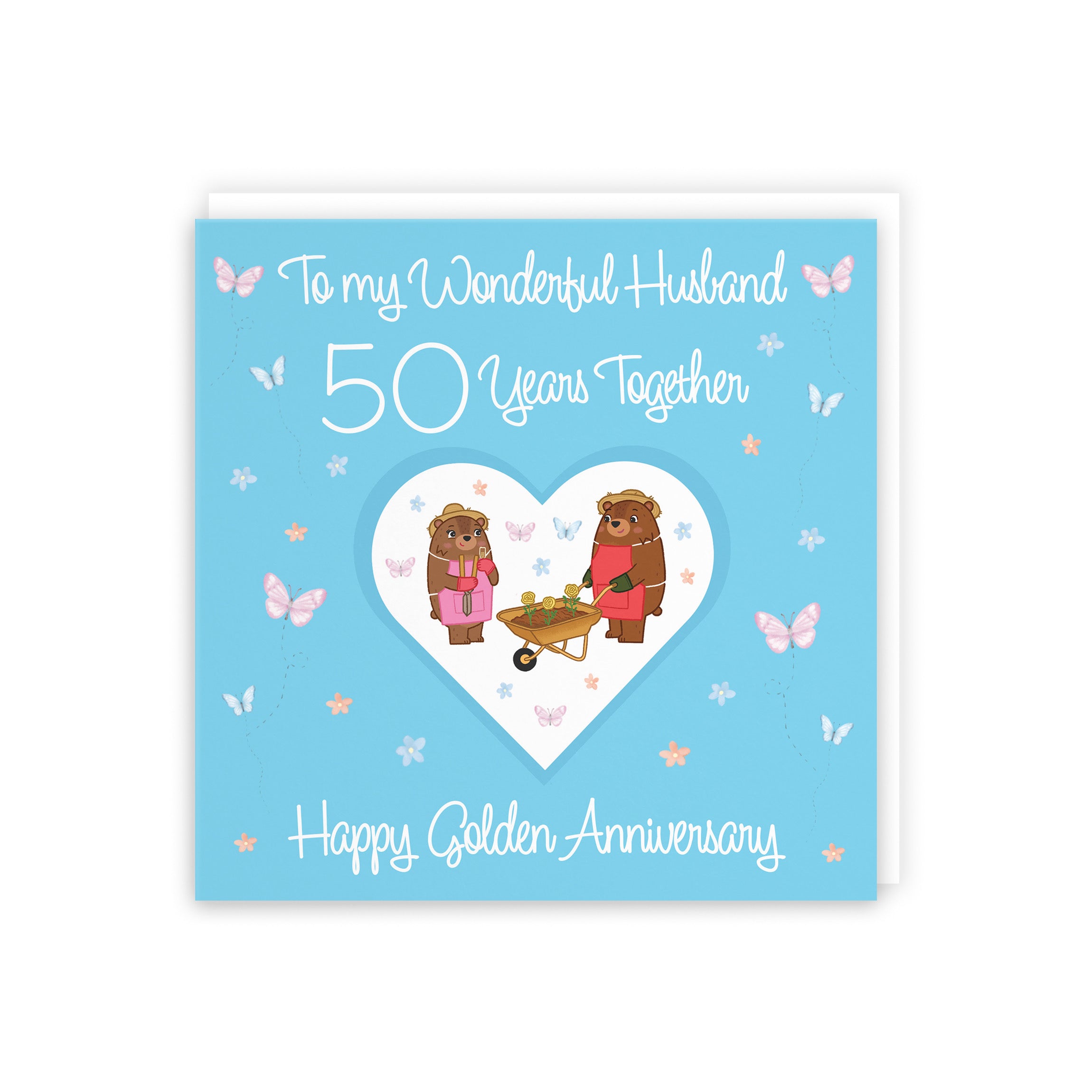 50th Husband Anniversary Card Golden Romantic Meadows - Default Title (5056408184632)