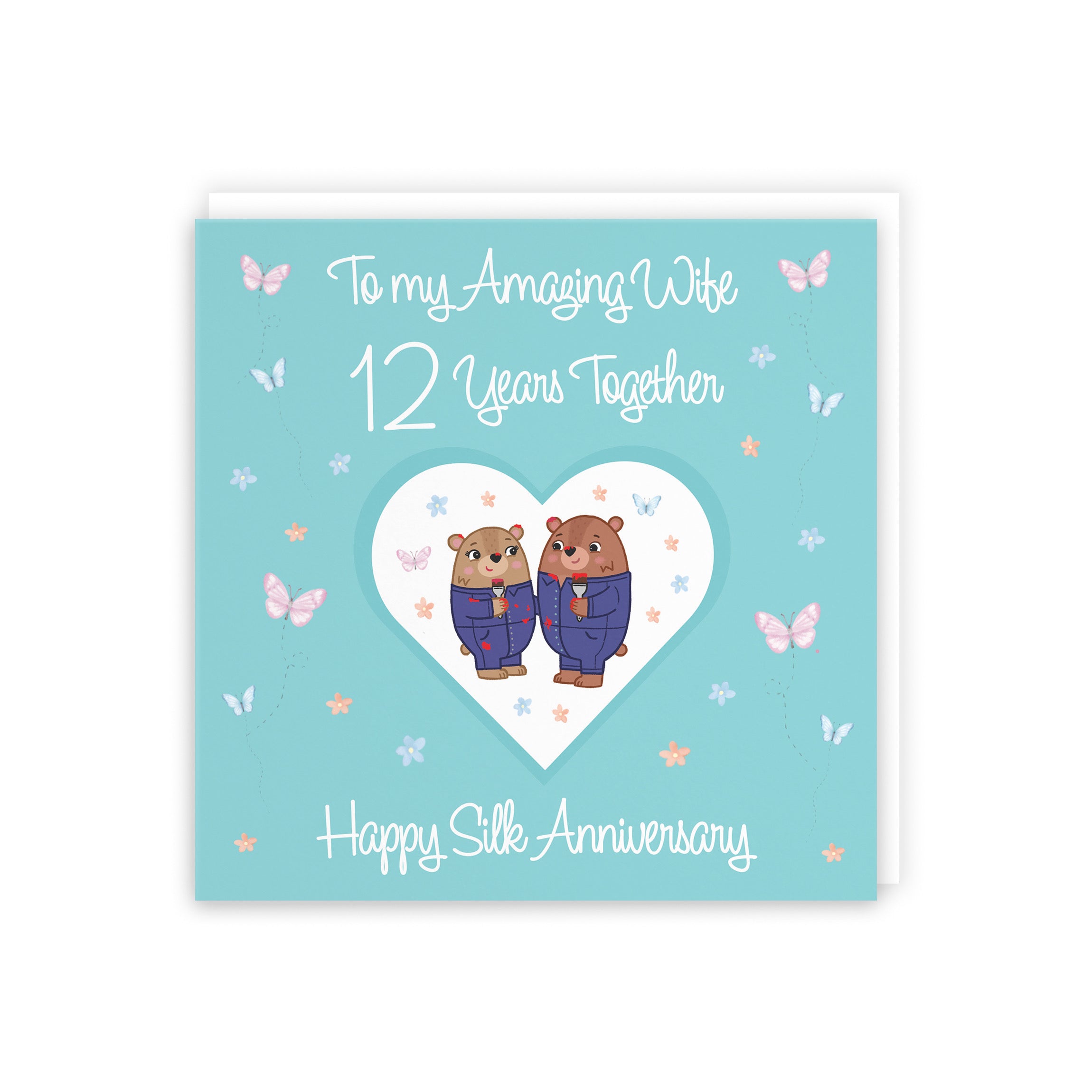 12th Wife Anniversary Card Silk Romantic Meadows - Default Title (5056408184786)