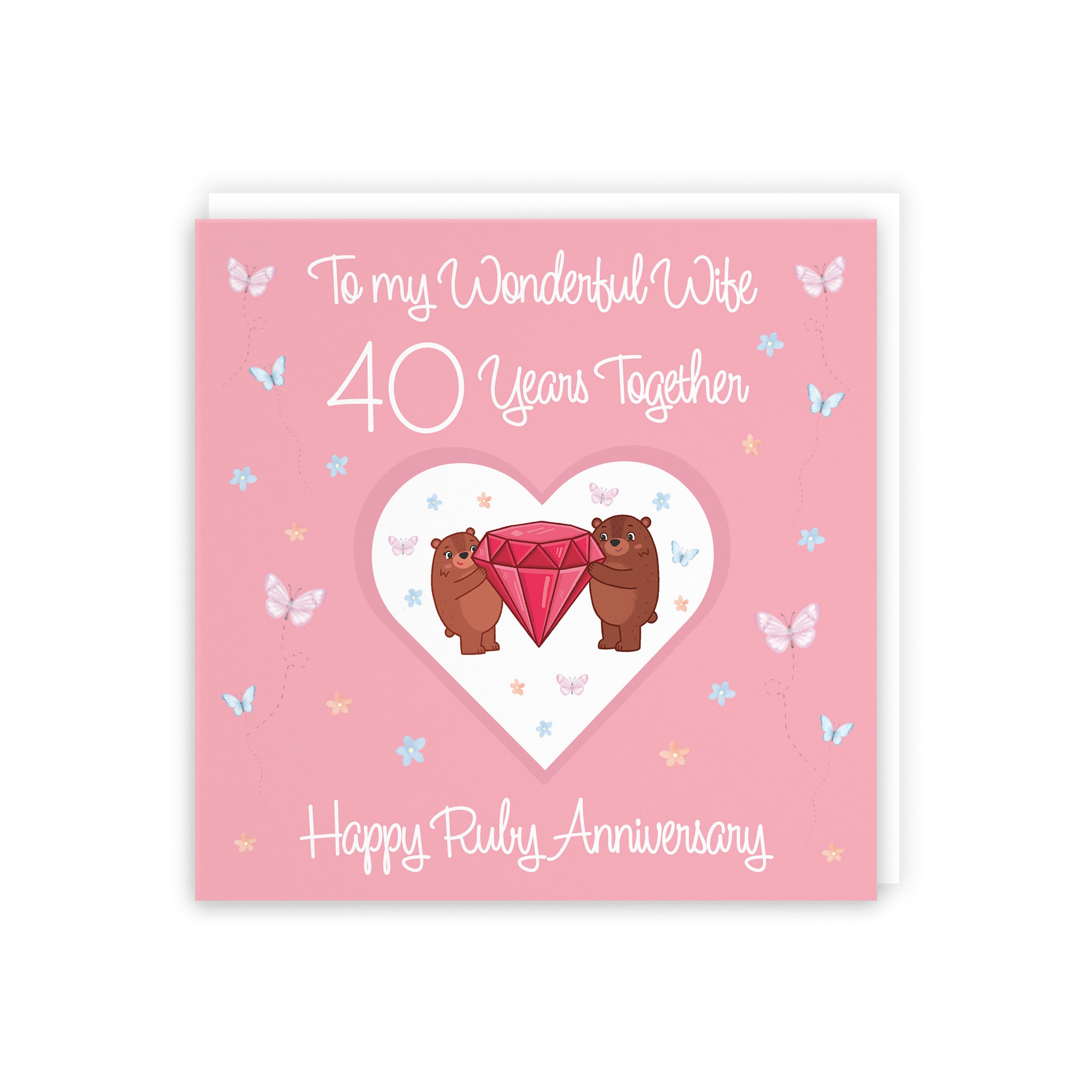 40th Wife Anniversary Card Ruby Romantic Meadows - Default Title (5056408184861)