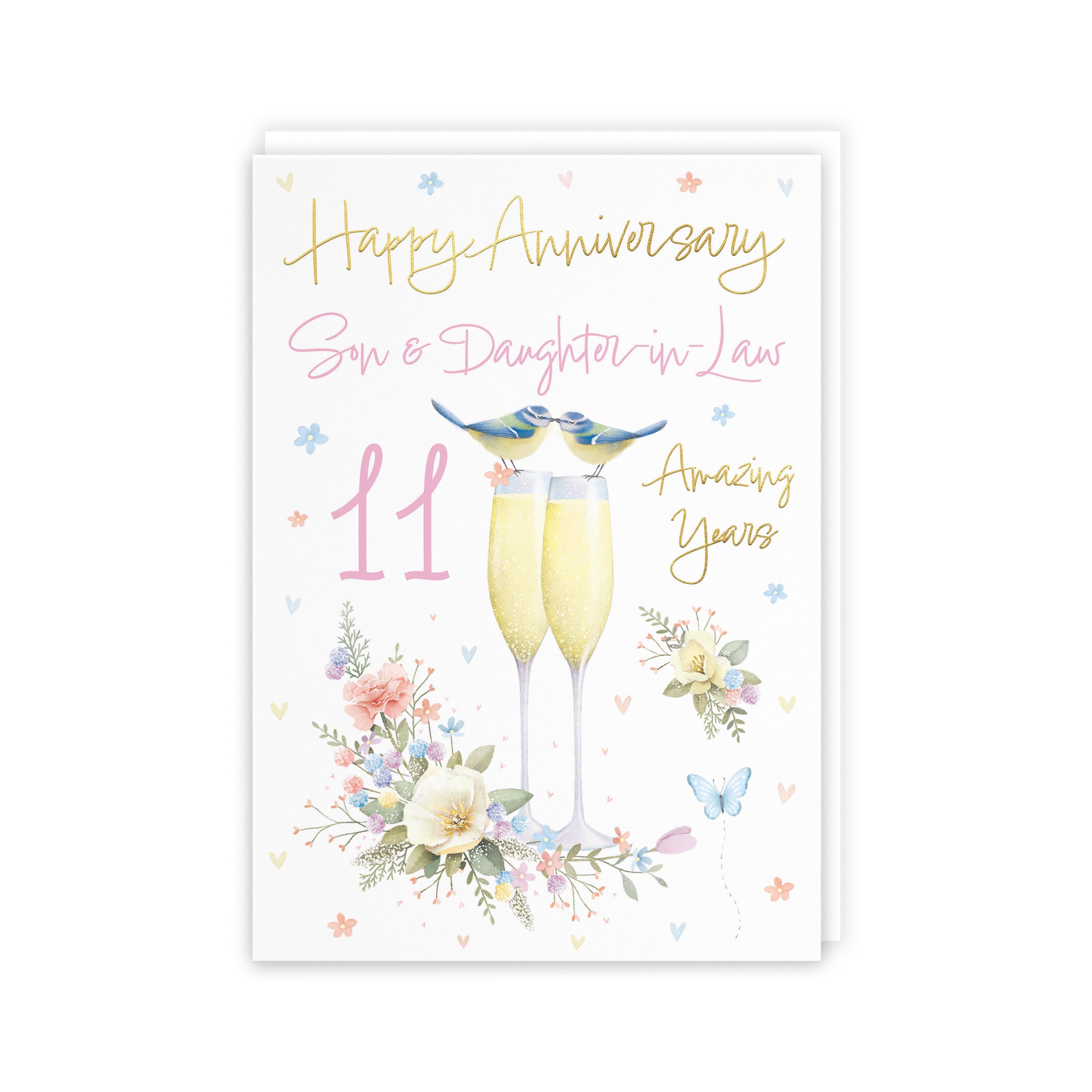 11th Son And Daughter-in-Law Anniversary Card Champagne Flutes Milo's Gallery - Default Title (5056408188241)