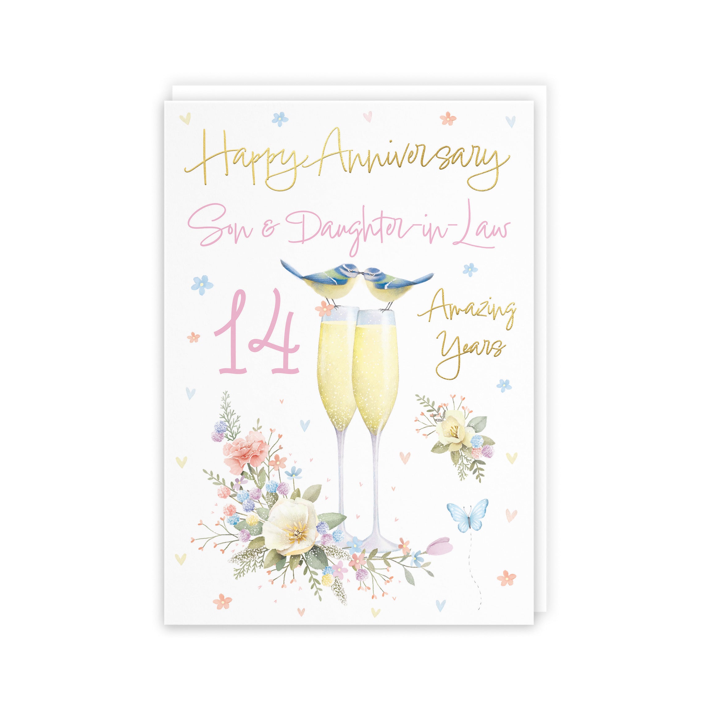 14th Son And Daughter-in-Law Anniversary Card Champagne Flutes Milo's Gallery - Default Title (5056408188272)