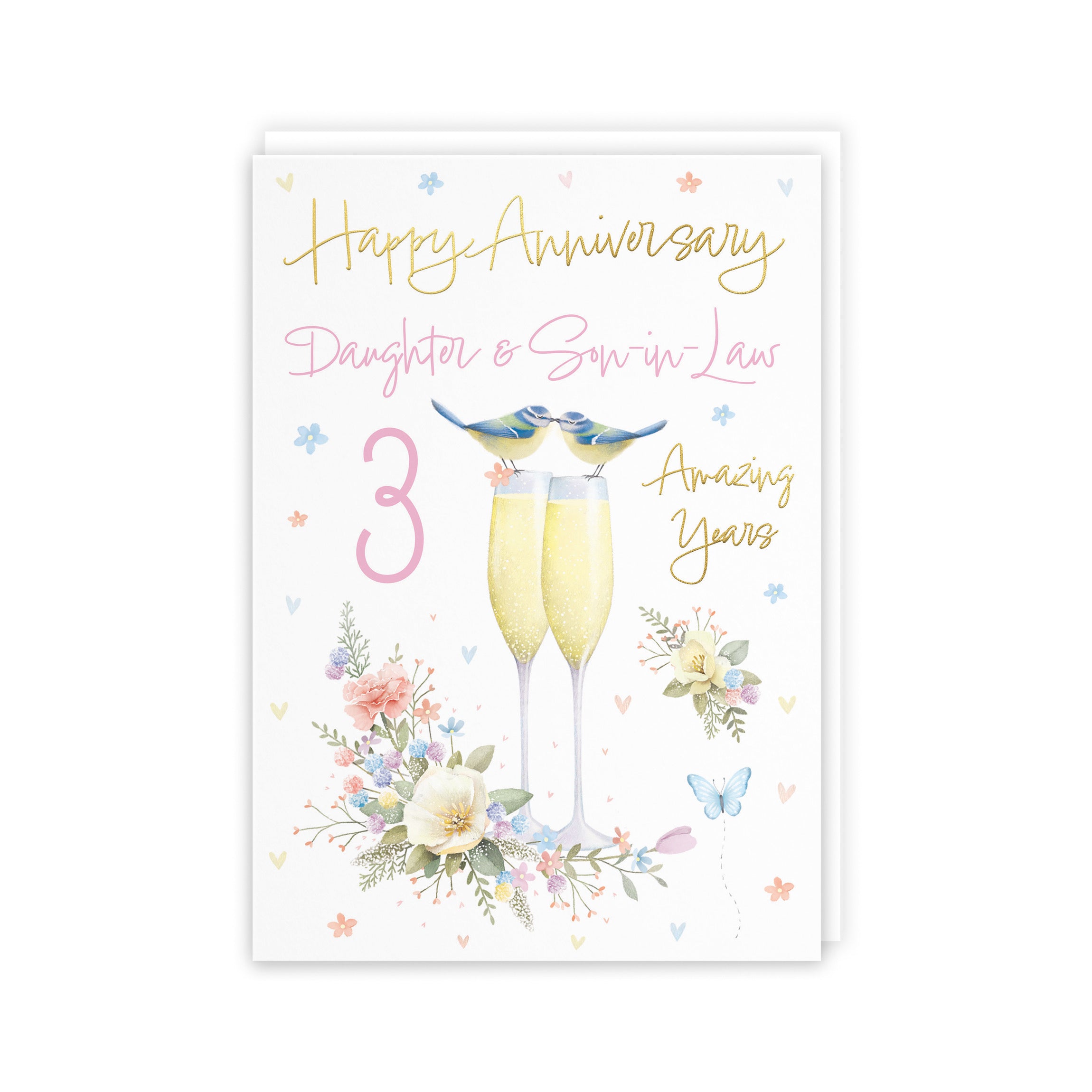 3rd Daughter And Son-in-Law Anniversary Card Champagne Flutes Milo's Gallery - Default Title (5056408188340)