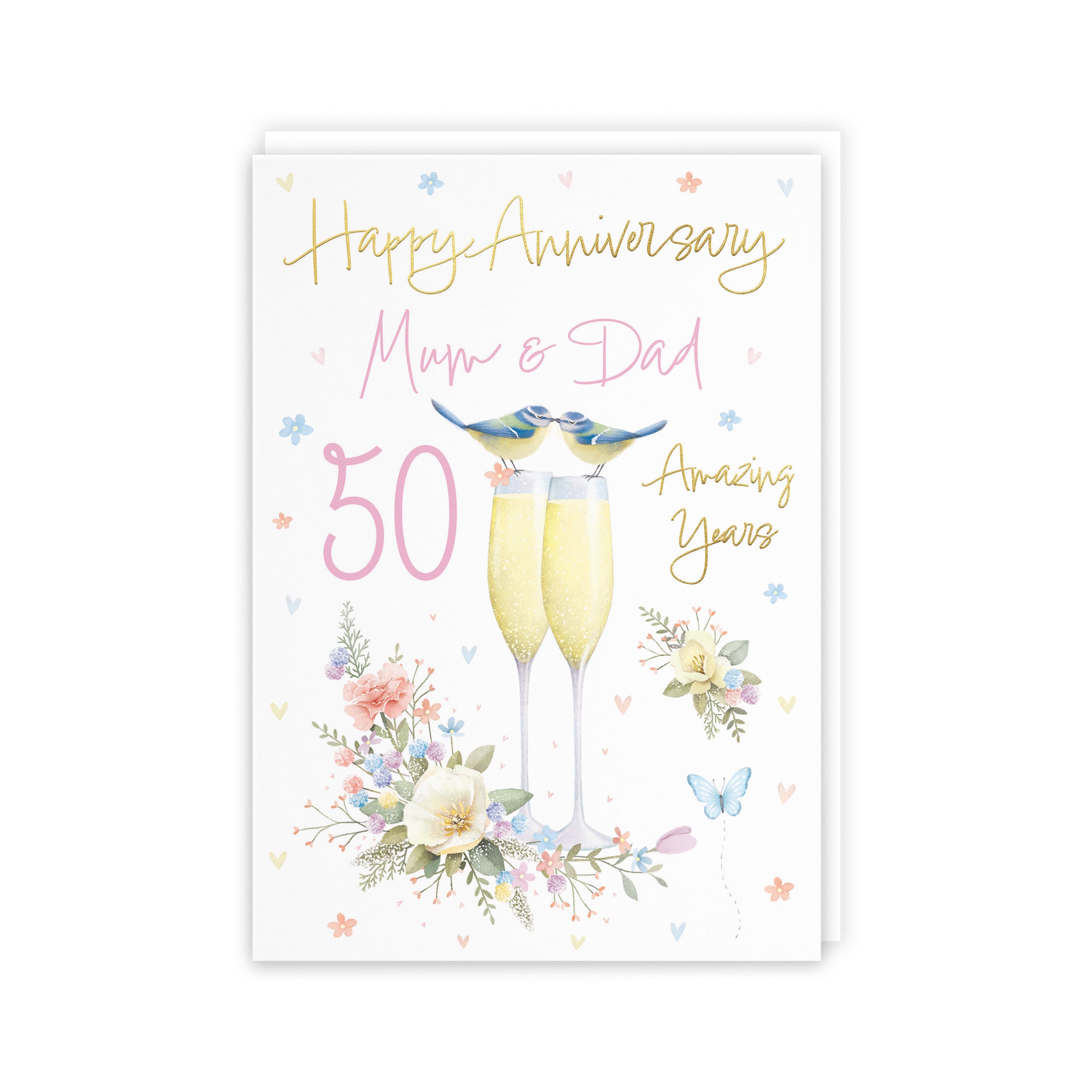 50th Mum And Dad Anniversary Card Champagne Flutes Milo's Gallery - Default Title (5056408189156)