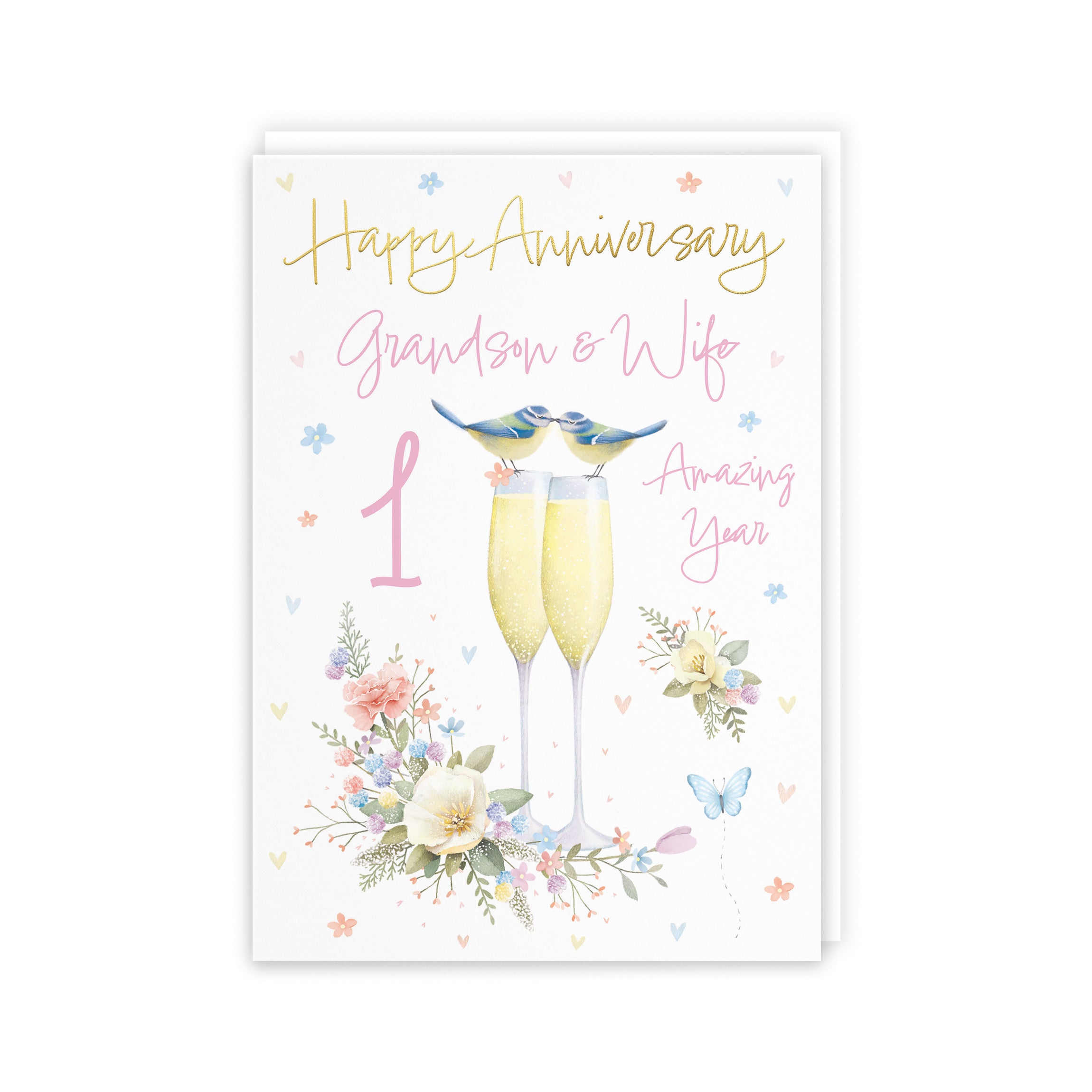 1st Grandson And Wife Anniversary Card Champagne Flutes Milo's Gallery - Default Title (5056408189378)