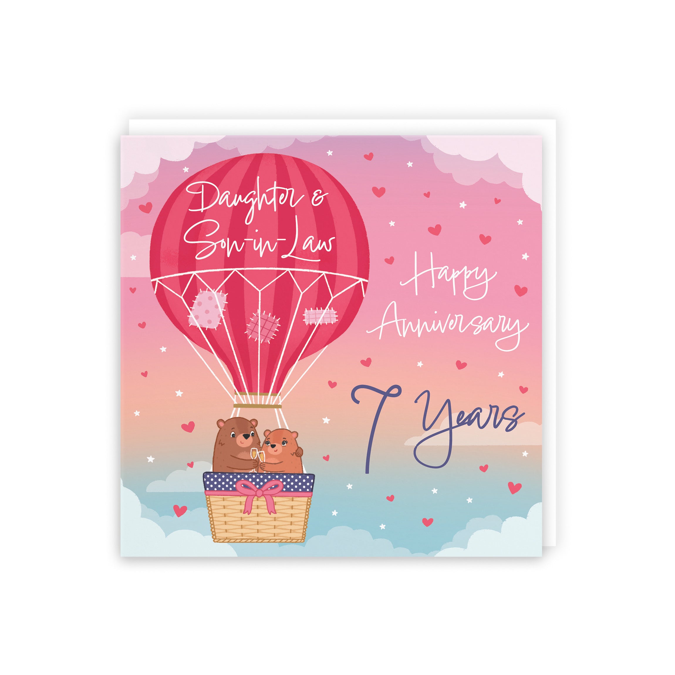 7th Daughter And Son-in-Law Hot Air Balloon Anniversary Card Cute Bears - Default Title (5056408193986)