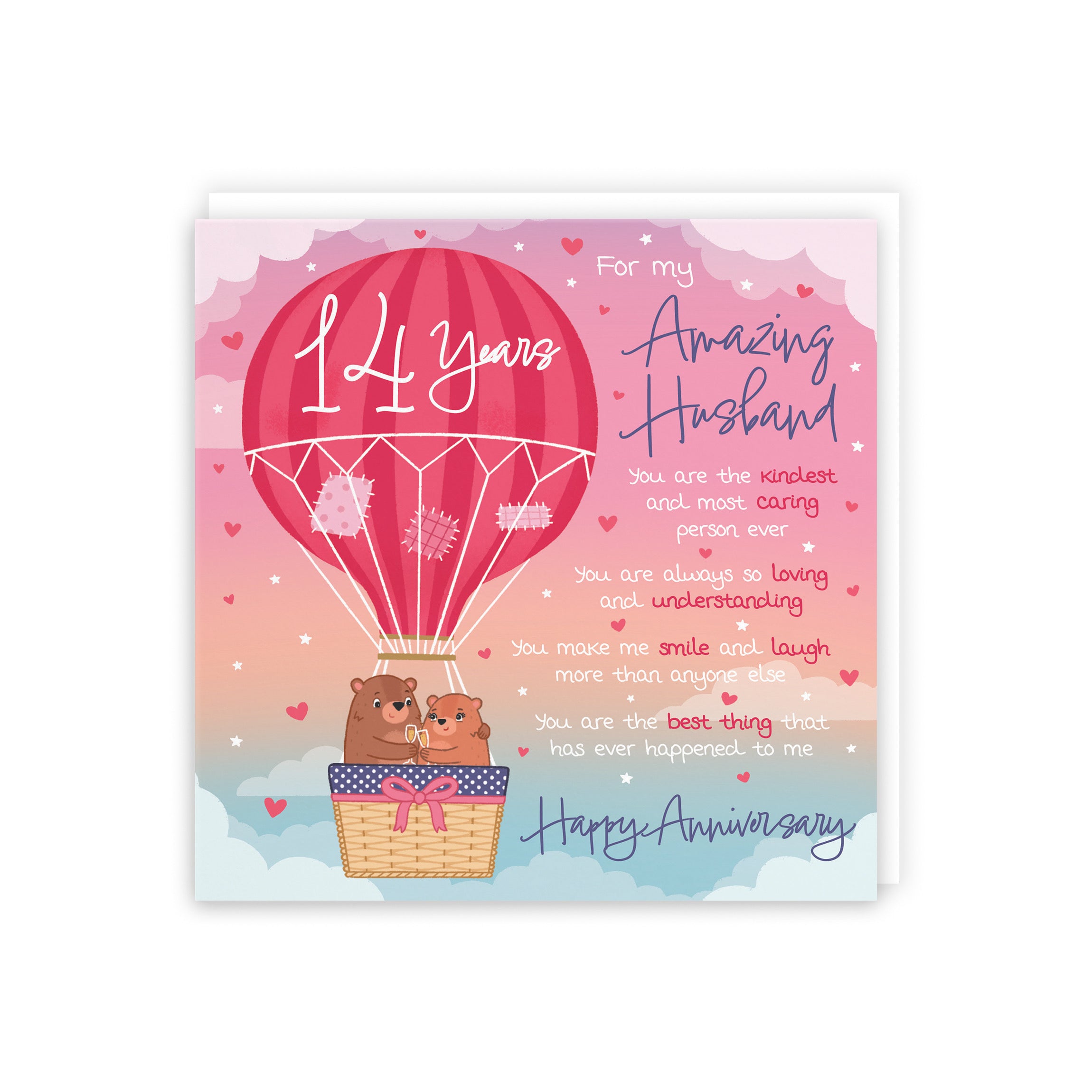 14th Husband Anniversary Poem Card Love Is In The Air Cute Bears - Default Title (5056408194570)