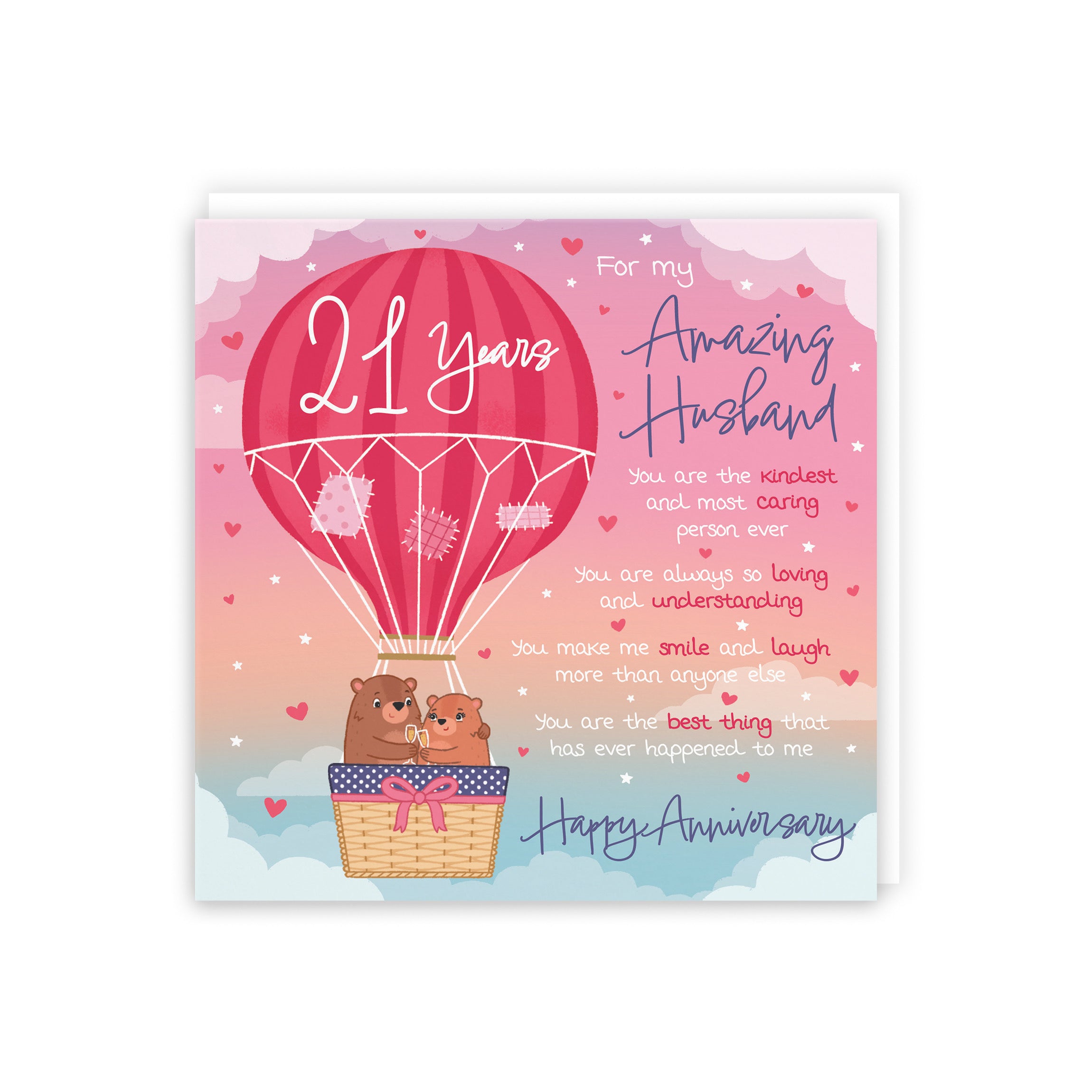 21st Husband Anniversary Poem Card Love Is In The Air Cute Bears - Default Title (5056408194648)