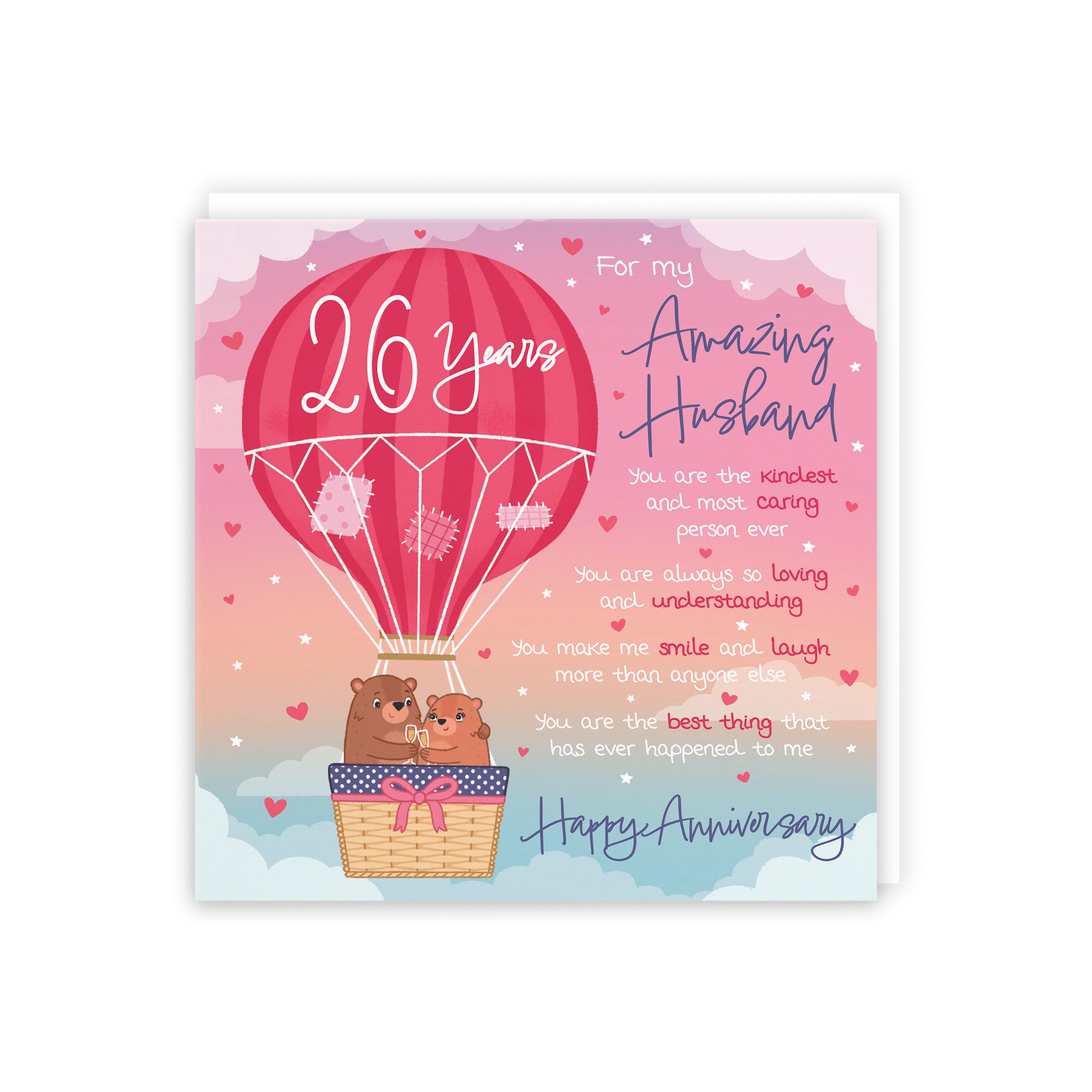 26th Husband Anniversary Poem Card Love Is In The Air Cute Bears - Default Title (5056408194693)