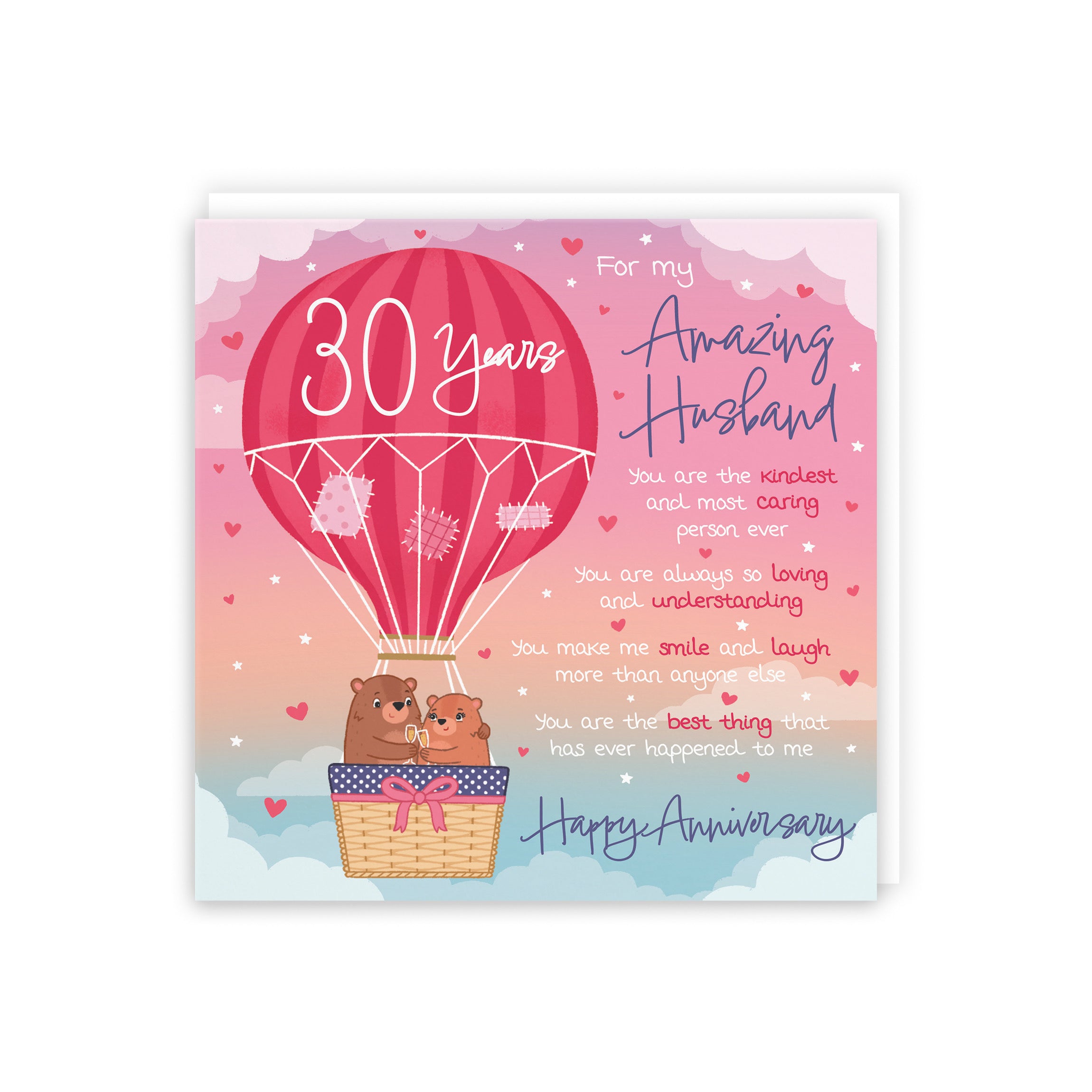 30th Husband Anniversary Poem Card Love Is In The Air Cute Bears - Default Title (5056408194730)