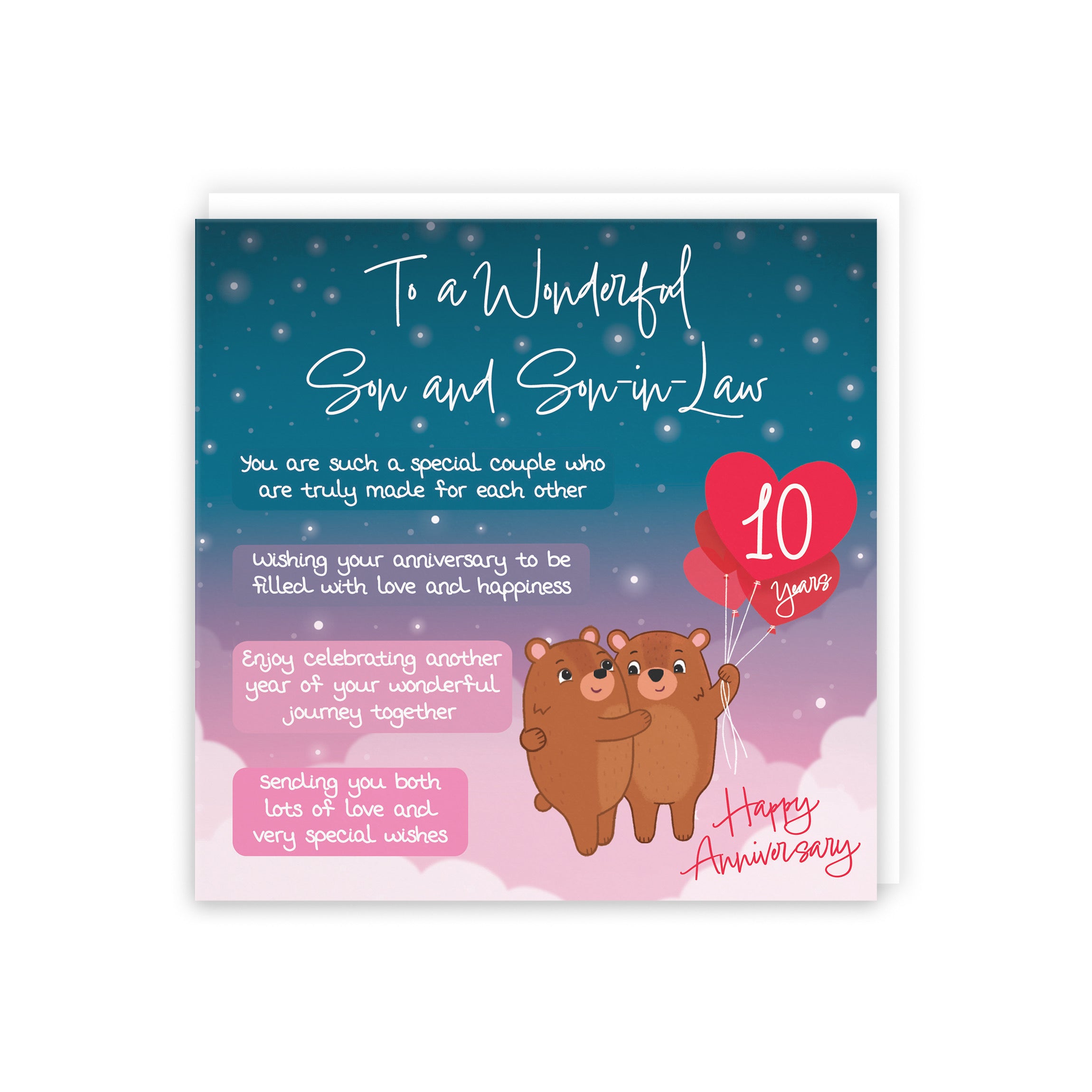 10th Son And Son In Law Anniversary Card Starry Night Cute Bears - Default Title (5056408196451)