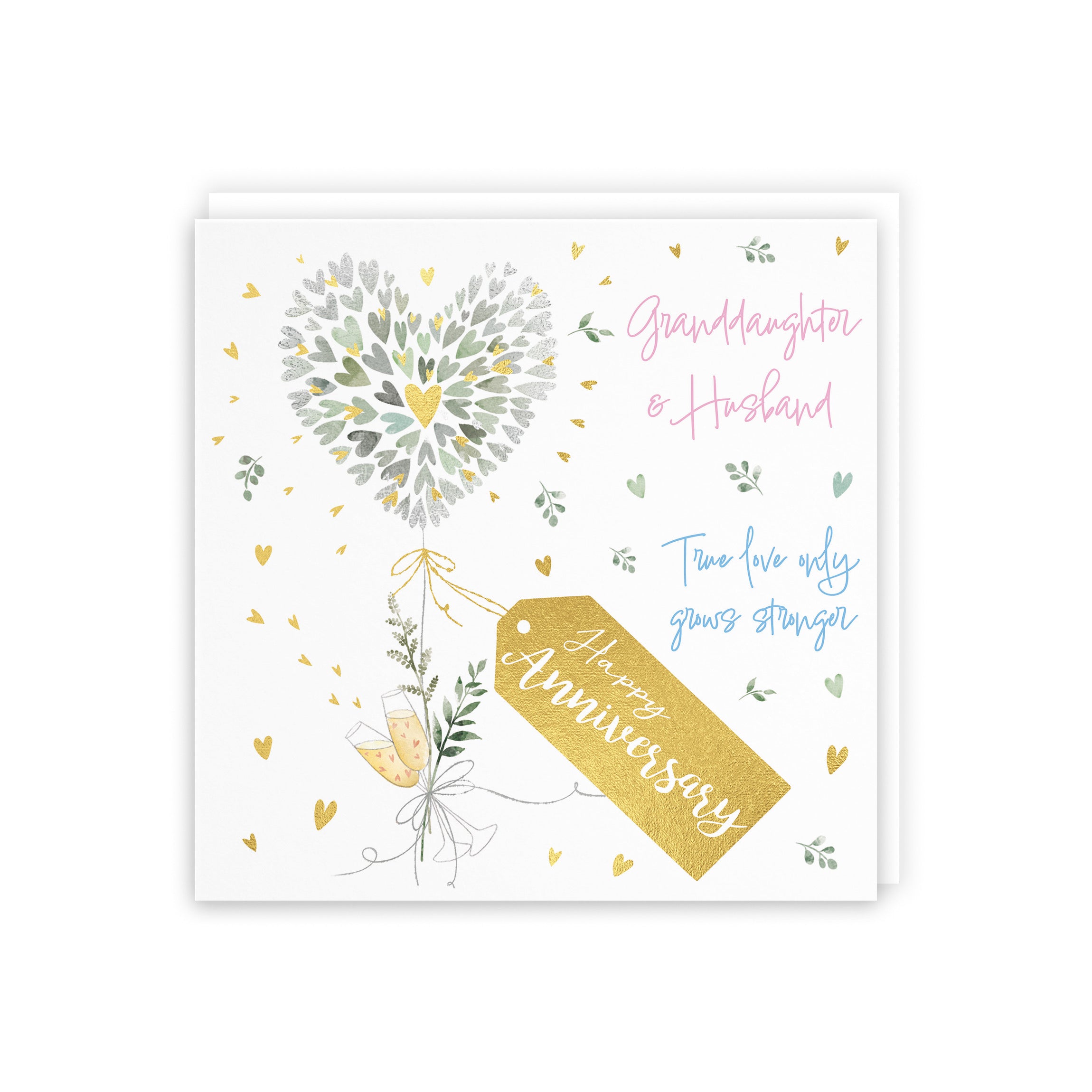 Granddaughter And Husband Anniversary Card Contemporary Hearts Gold Foil Milo's Gallery - Default Title (5063396000141)