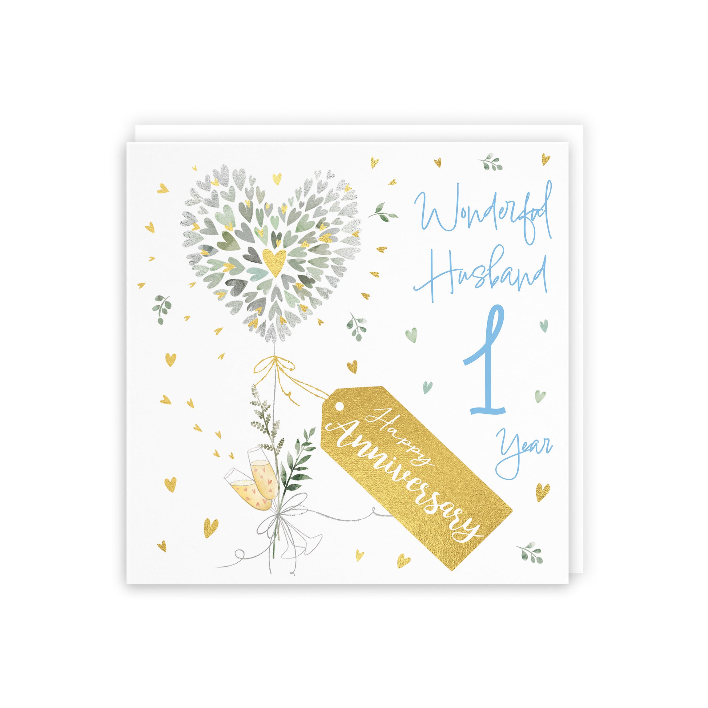 1st Husband Anniversary Card Contemporary Hearts Gold Foil Milo's Gallery - Default Title (5063396000295)