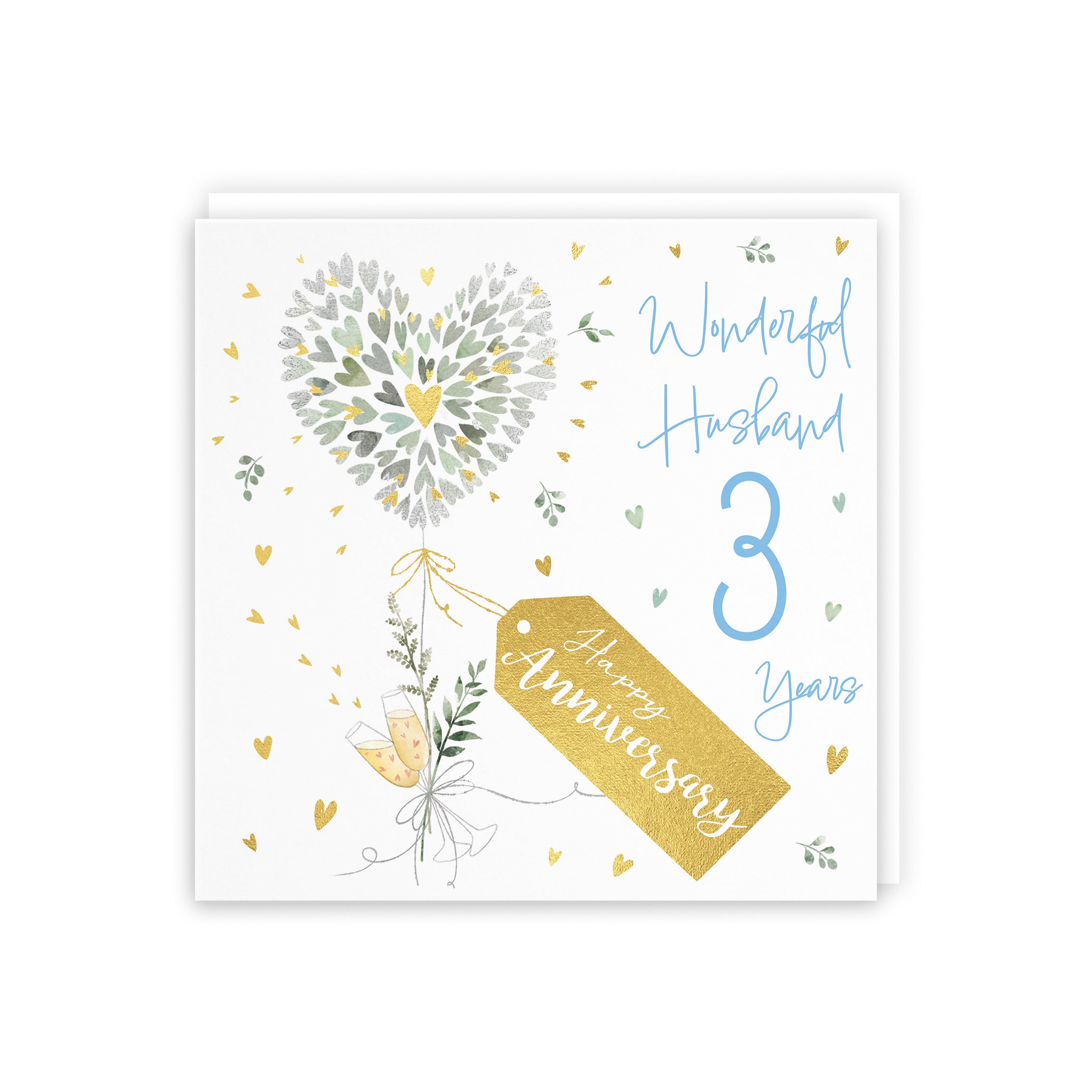 3rd Husband Anniversary Card Contemporary Hearts Gold Foil Milo's Gallery - Default Title (5063396000318)