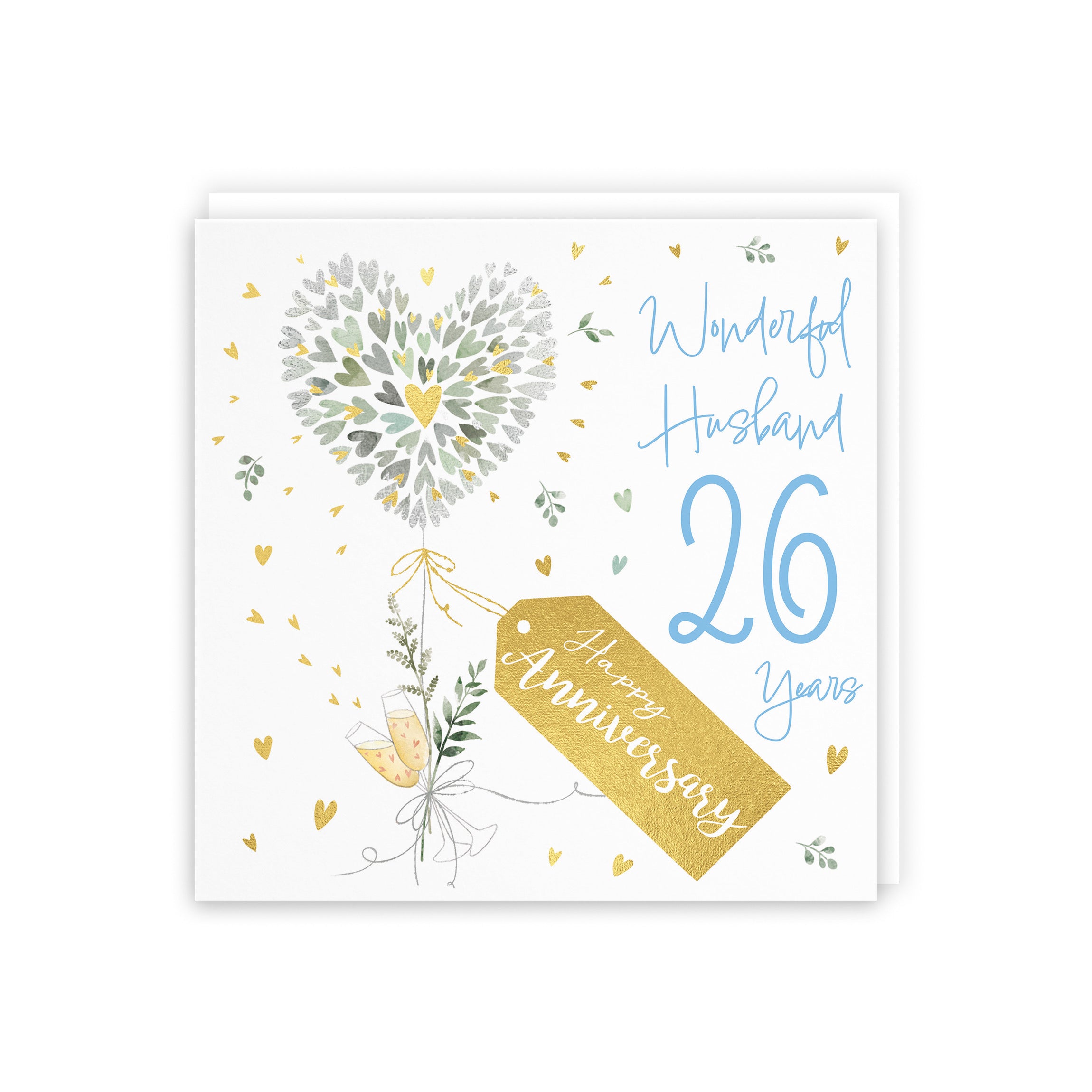 26th Husband Anniversary Card Contemporary Hearts Gold Foil Milo's Gallery - Default Title (5063396000547)