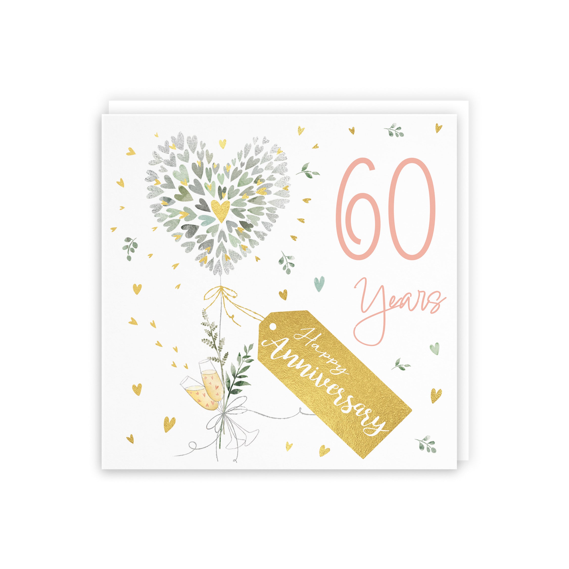 60th Anniversary Card Contemporary Hearts Gold Foil Milo's Gallery - Default Title (5063396003234)