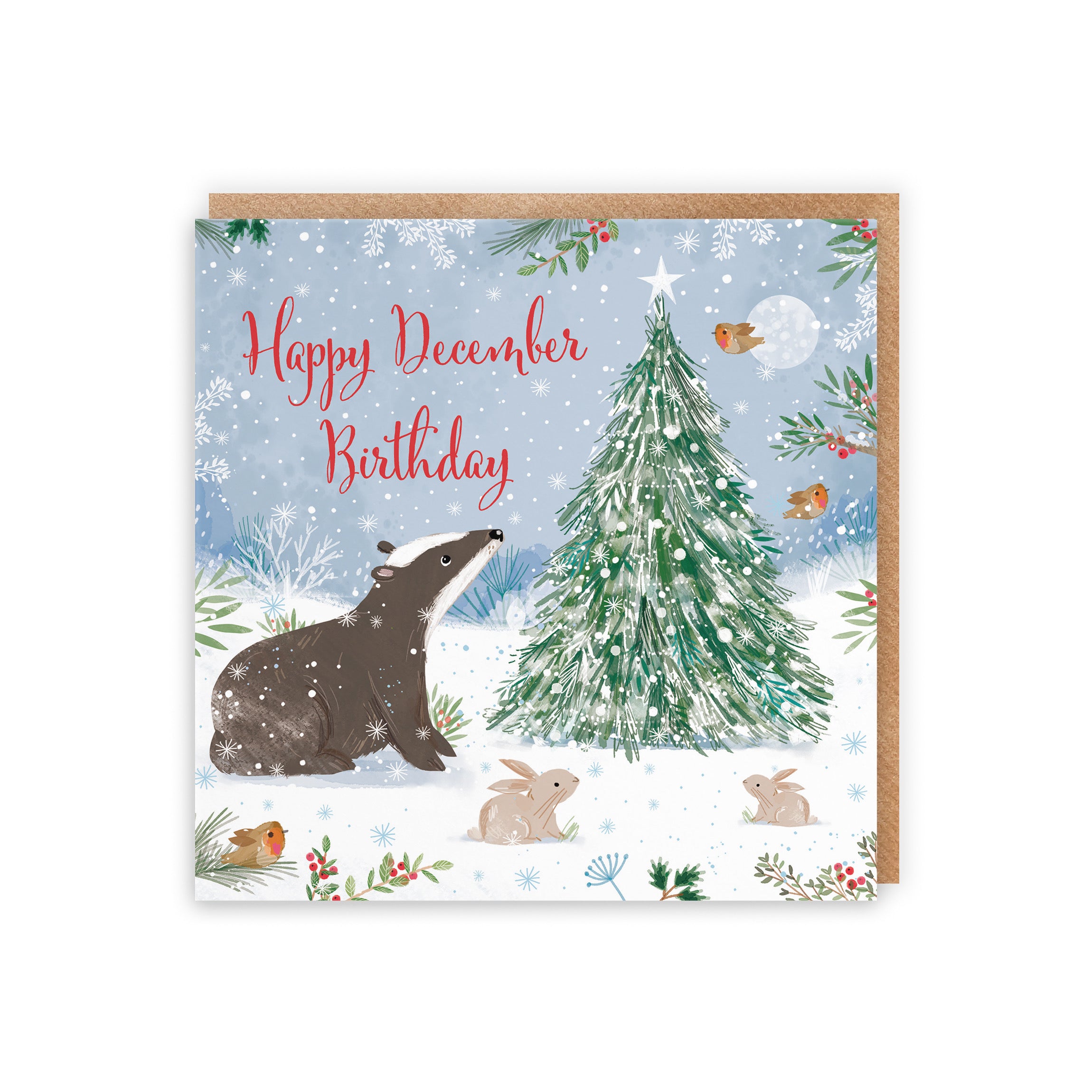 Badger December Birthday Card Nature's Treasures - Default Title (5063396003531)