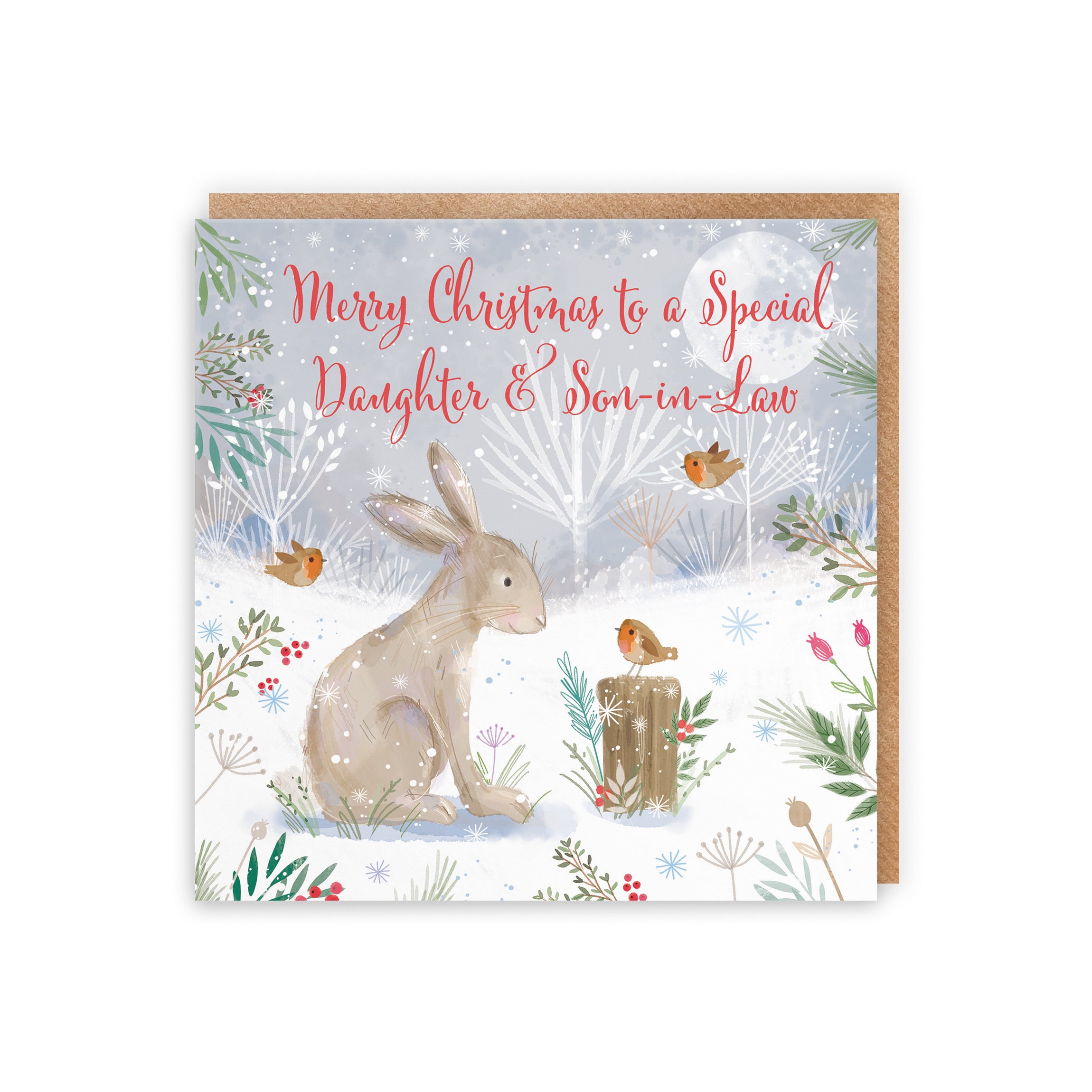 Daughter And Son In Law Cute Hare Christmas Card Nature's Treasures - Default Title (5063396004125)