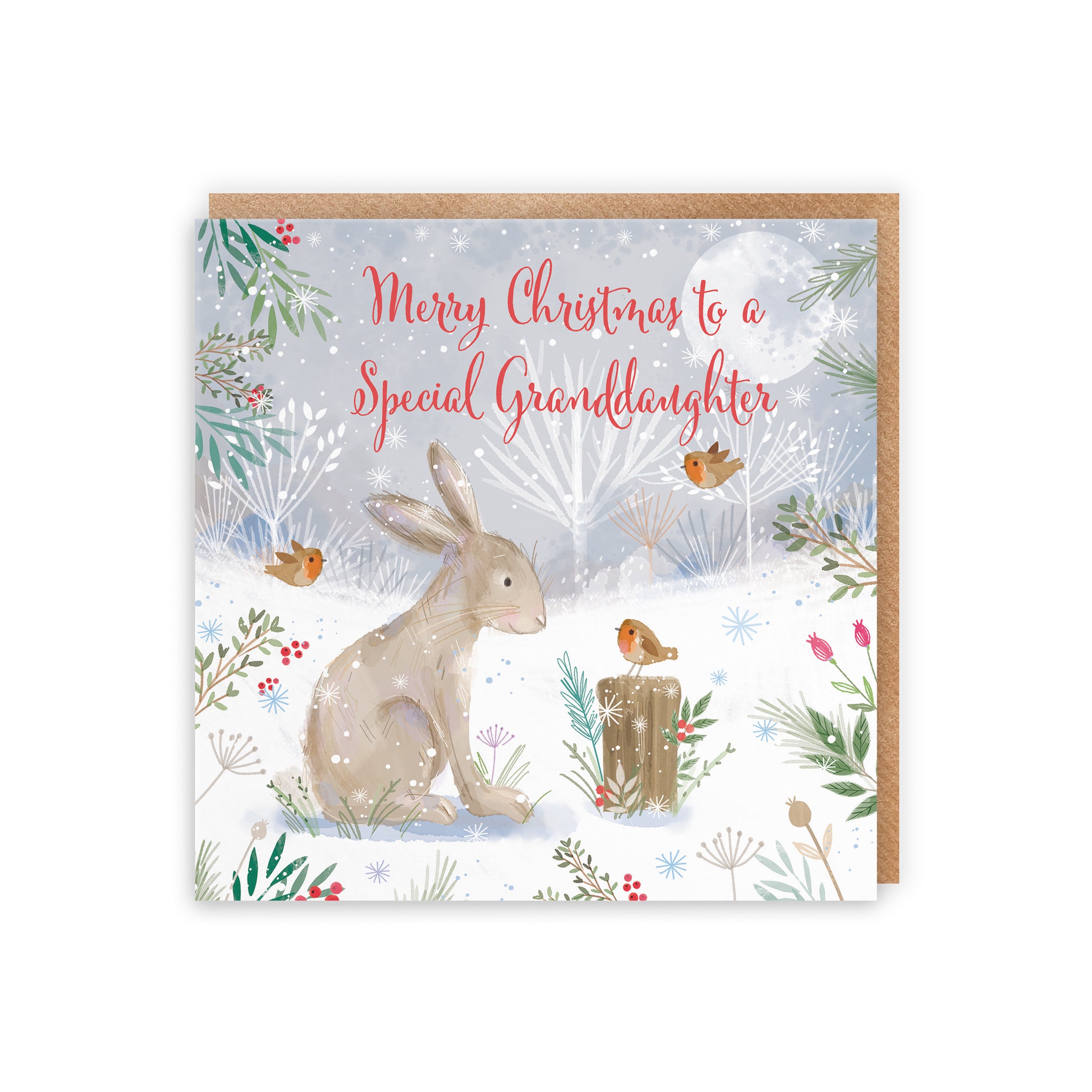 Granddaughter Cute Hare Christmas Card Nature's Treasures - Default Title (5063396004156)