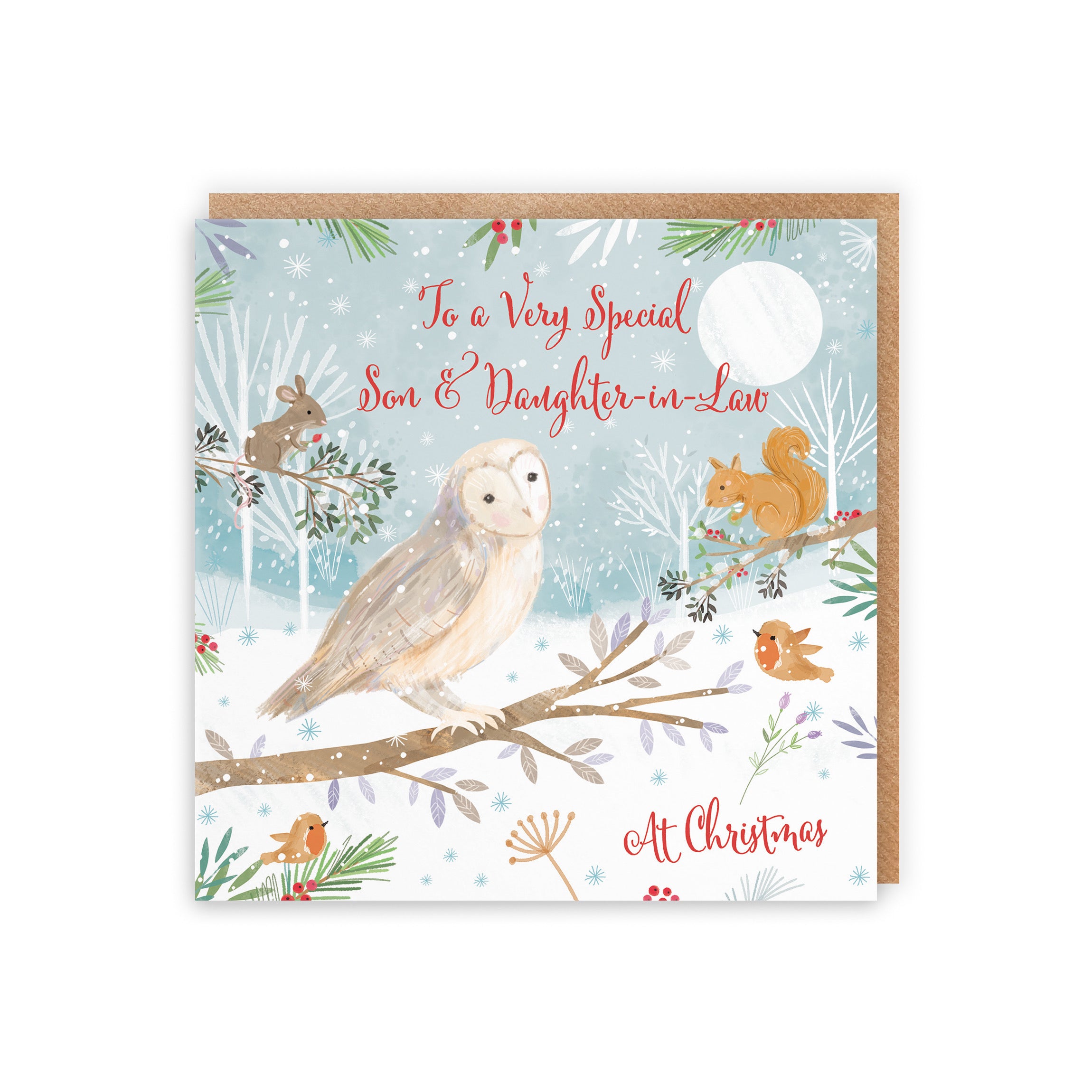 Son And Daughter In Law Cute Owl Christmas Card Nature's Treasures - Default Title (5063396004460)