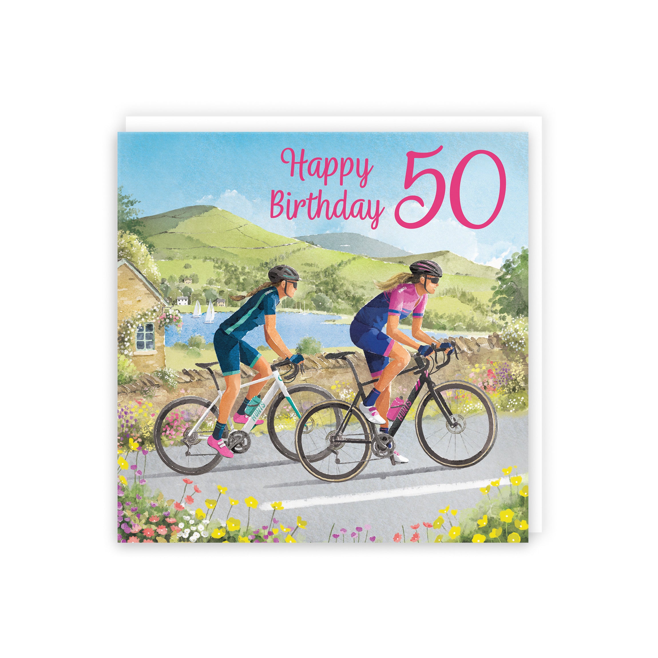 50th Cycling Female Birthday Card Milo's Gallery - Default Title (5063396017781)