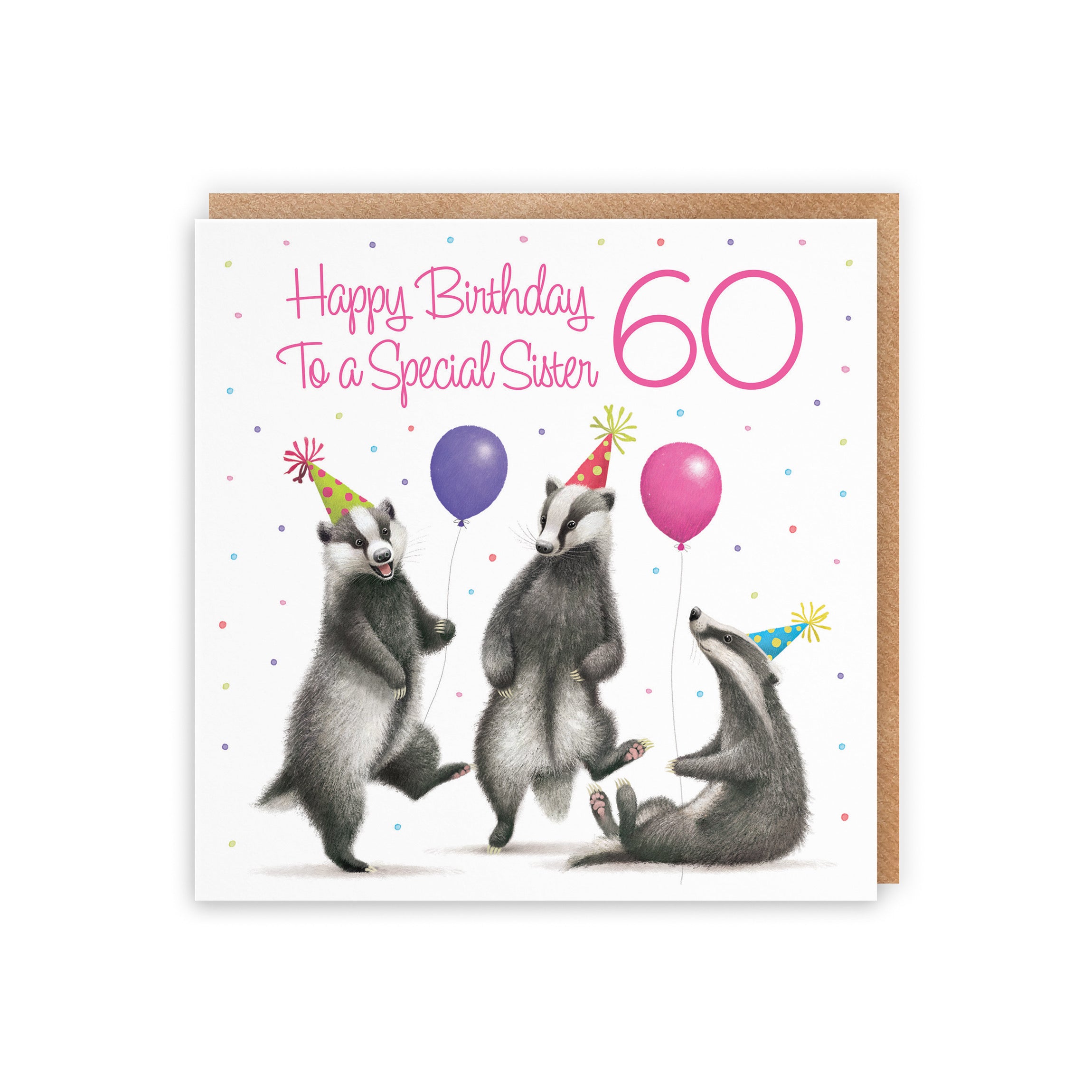 60th Sister Badgers Birthday Card Milo's Gallery - Default Title (5063396020941)