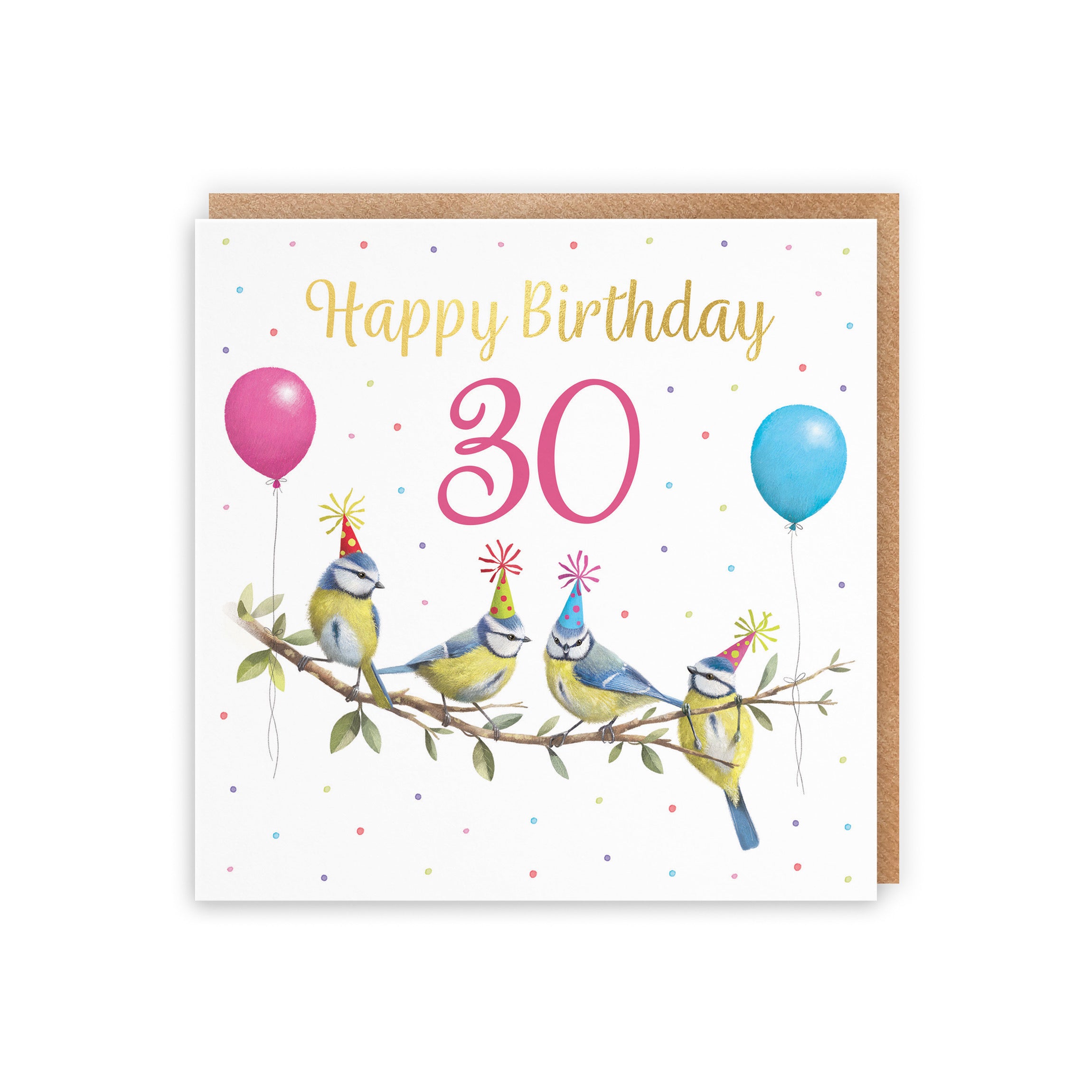 30th Blue Tits Birthday Card Gold Foil Milo's Gallery - Default Title (5063396021221)