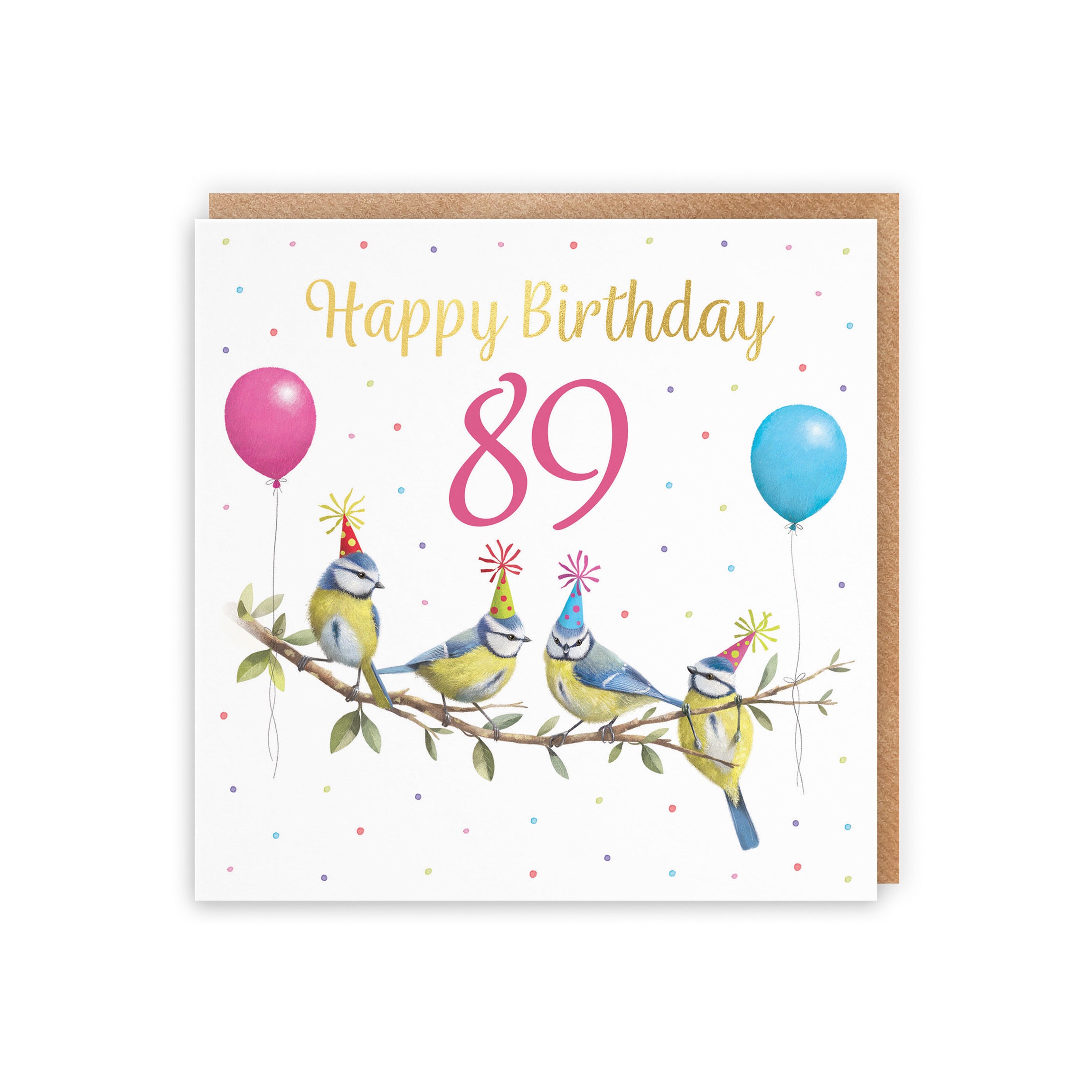 89th Blue Tits Birthday Card Gold Foil Milo's Gallery - Default Title (5063396021382)