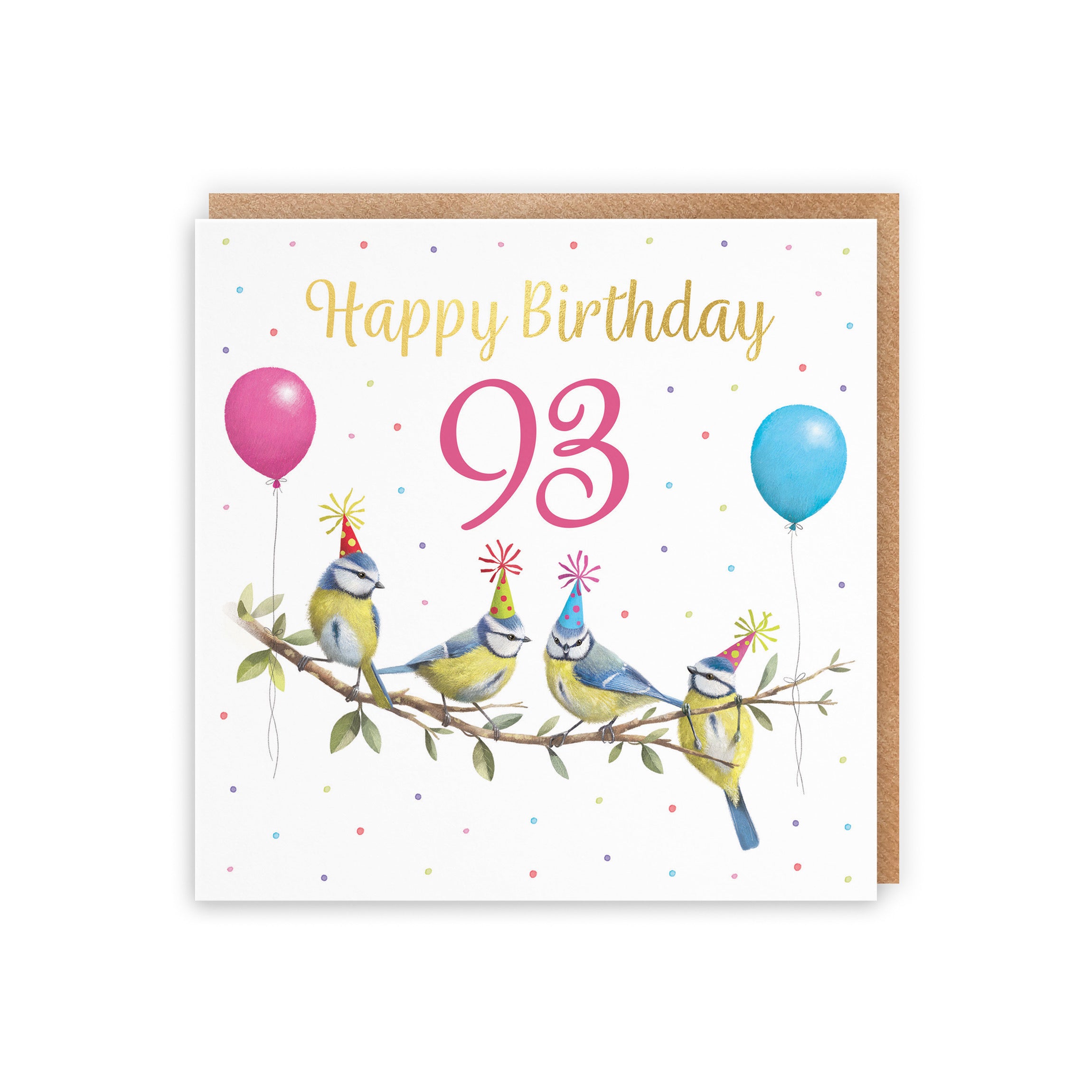 93rd Blue Tits Birthday Card Gold Foil Milo's Gallery - Default Title (5063396021429)