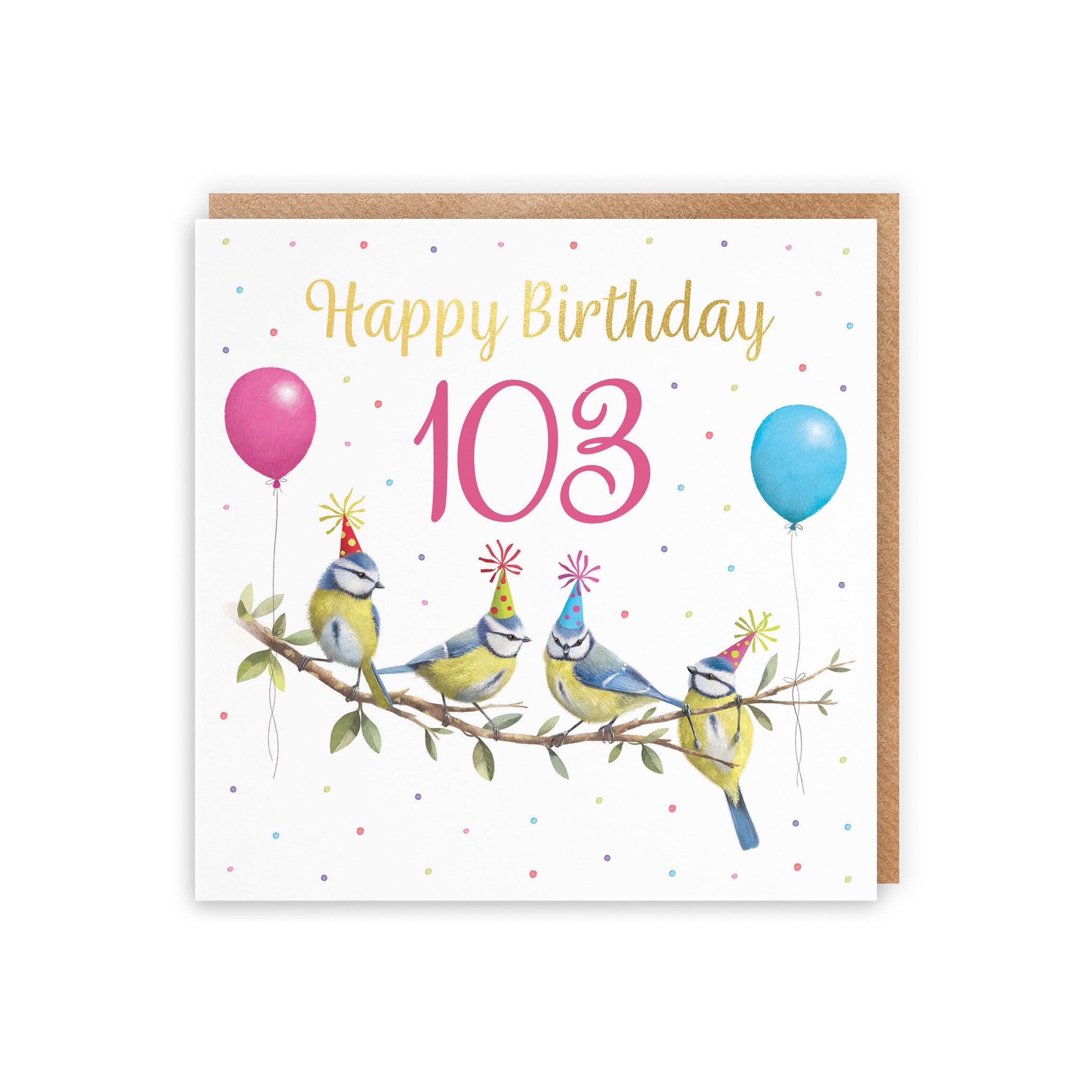 103rd Blue Tits Birthday Card Gold Foil Milo's Gallery - Default Title (5063396021528)