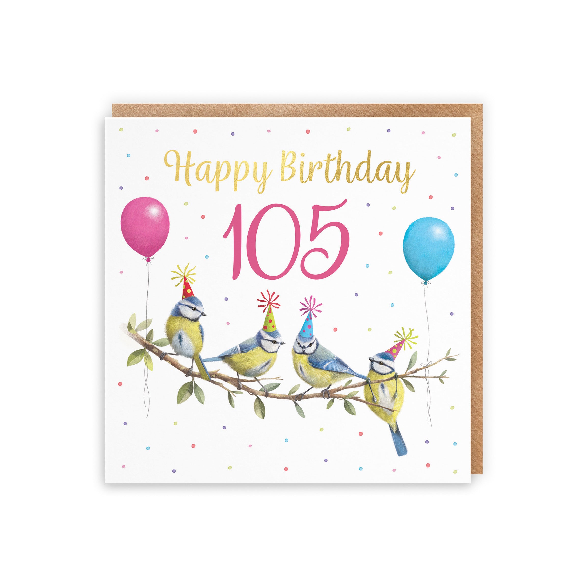 105th Blue Tits Birthday Card Gold Foil Milo's Gallery - Default Title (5063396021542)