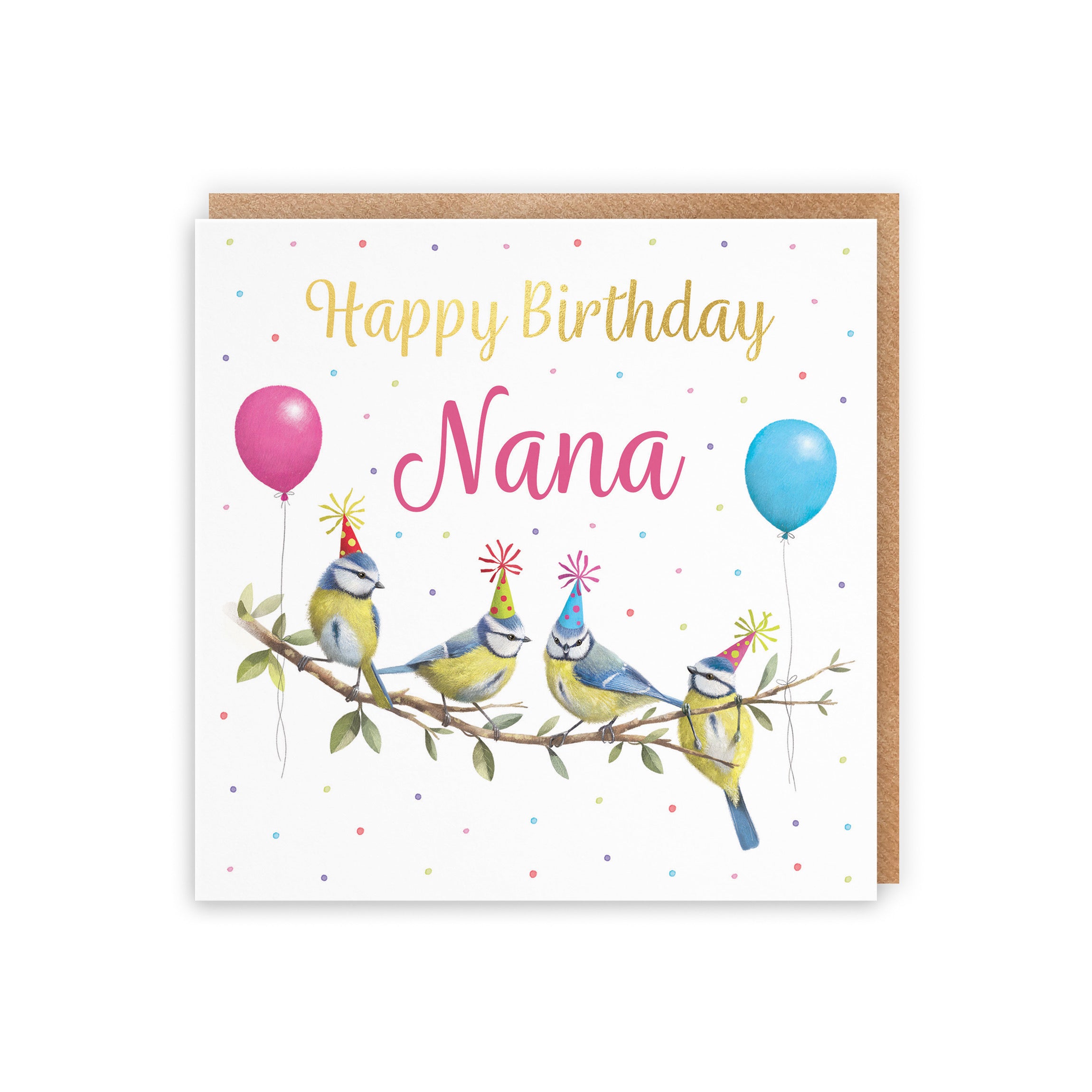 Nana Blue Tits Birthday Card Gold Foil Milo's Gallery - Default Title (5063396021832)