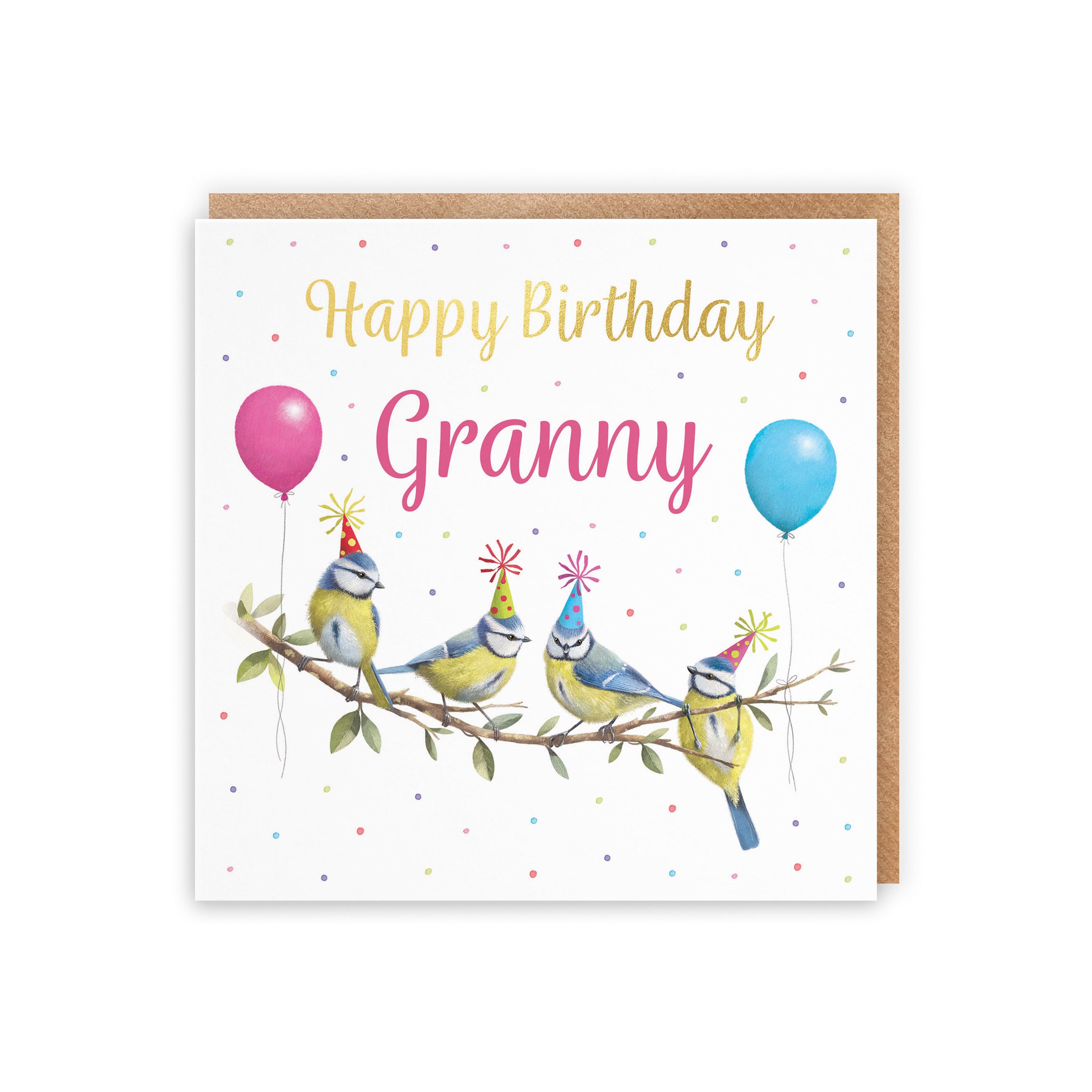 Granny Blue Tits Birthday Card Gold Foil Milo's Gallery - Default Title (5063396021863)