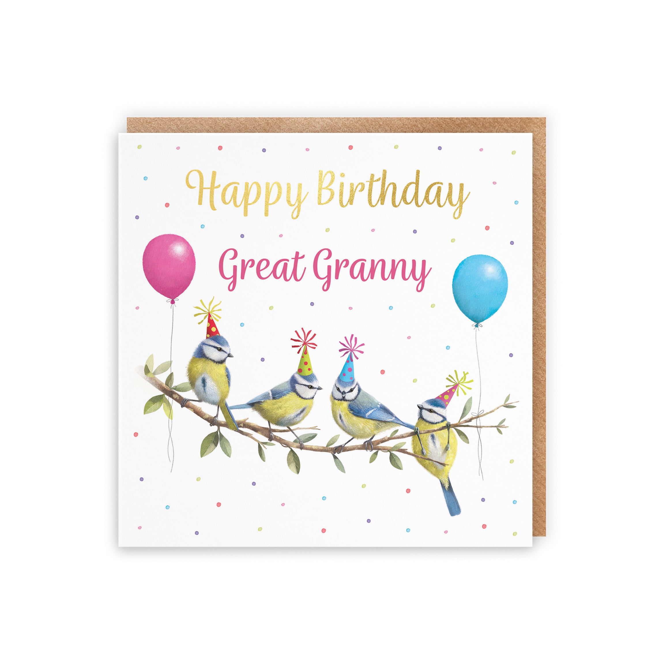 Great Granny Blue Tits Birthday Card Gold Foil Milo's Gallery - Default Title (5063396021979)