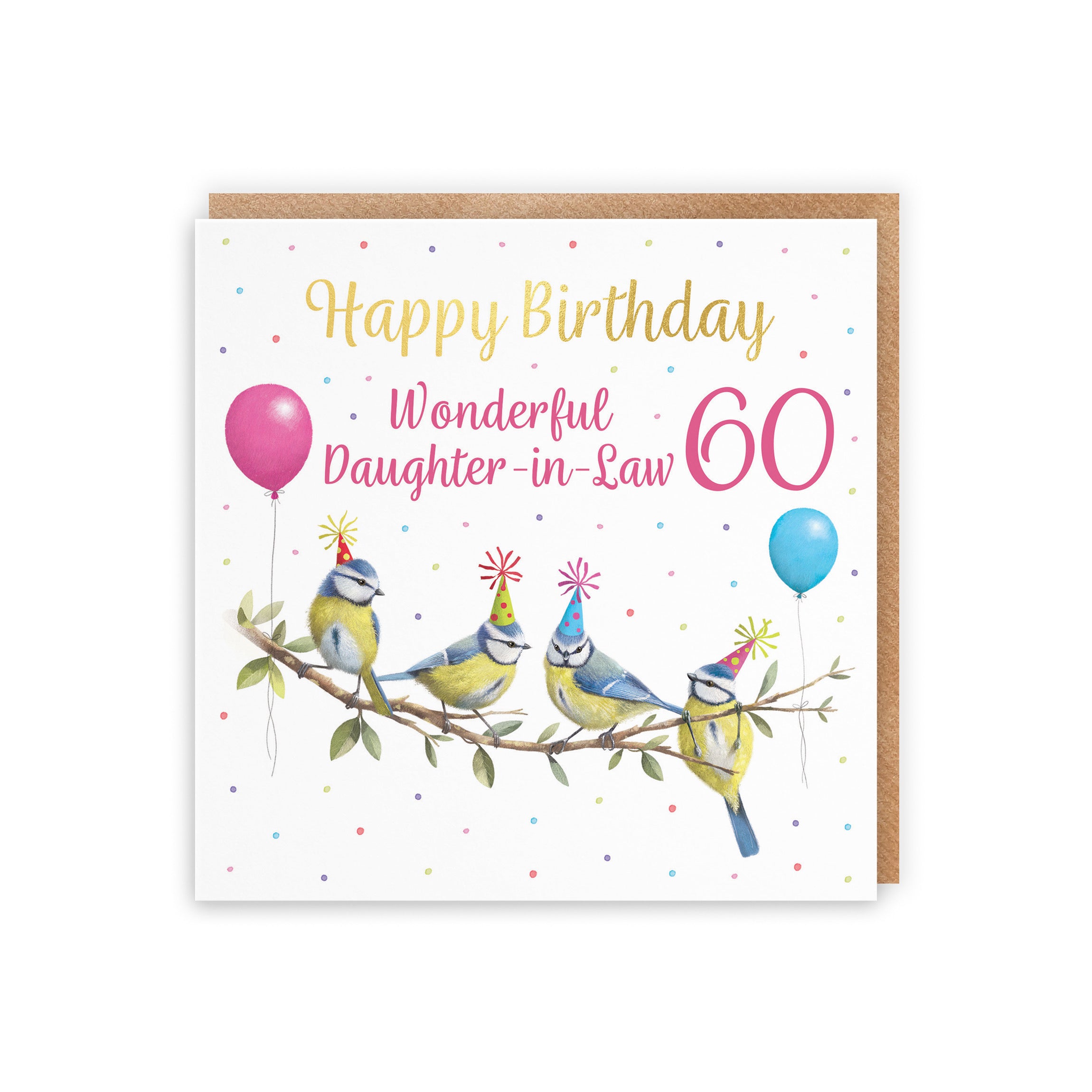 60th Daughter In Law Blue Tits Birthday Card Gold Foil Milo's Gallery - Default Title (5063396022358)