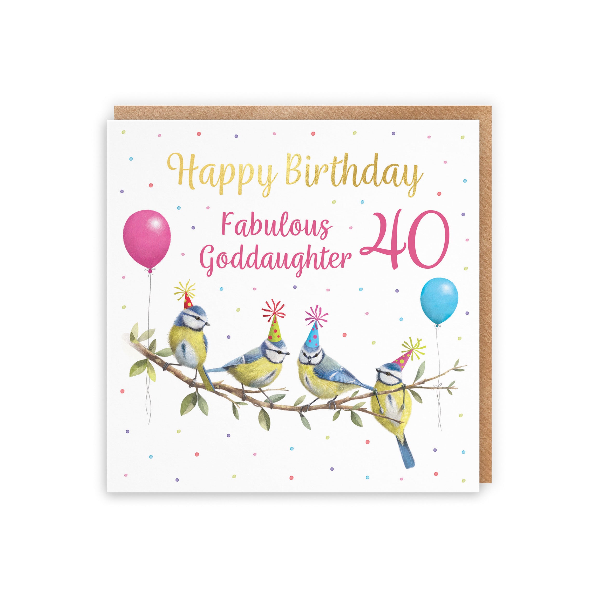 40th Goddaughter Blue Tits Birthday Card Gold Foil Milo's Gallery - Default Title (5063396022419)