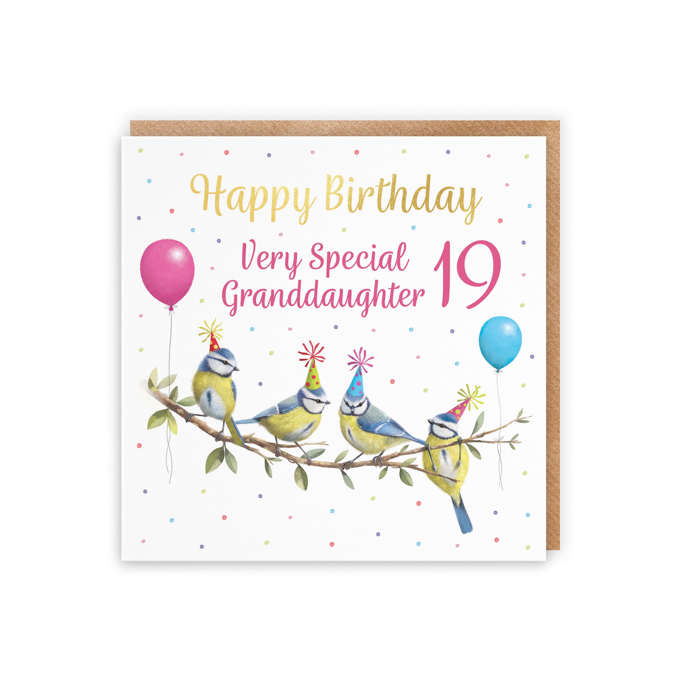 19th Granddaughter Blue Tits Birthday Card Gold Foil Milo's Gallery - Default Title (5063396022464)