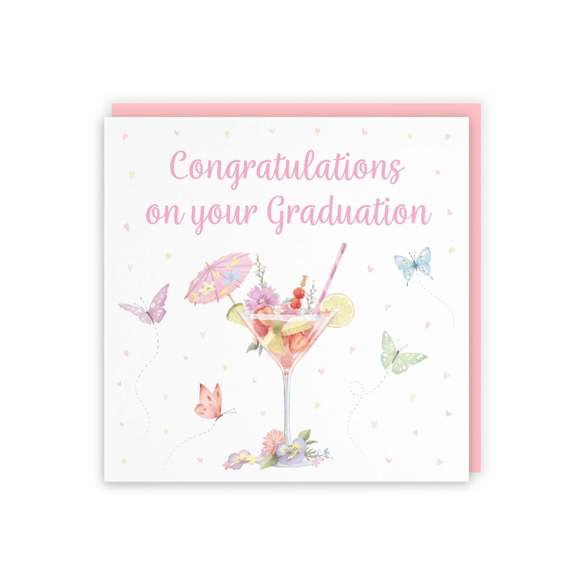 Graduation Card Pink Cocktail And Butterflies Milo's Gallery - Default Title (5063396025205)