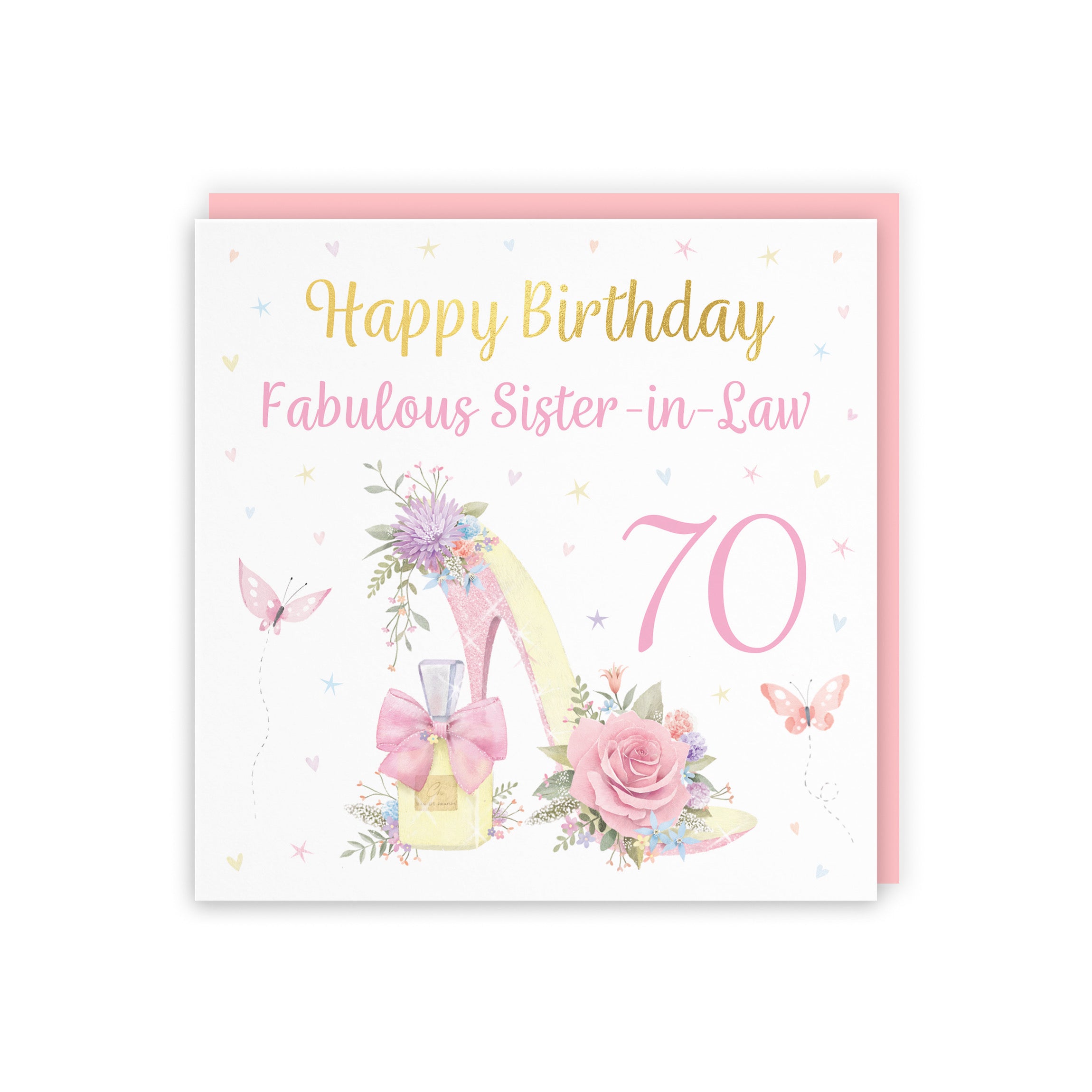 70th Sister In Law High Heel And Perfume Birthday Card Gold Foil Milo's Gallery - Default Title (5063396028749)