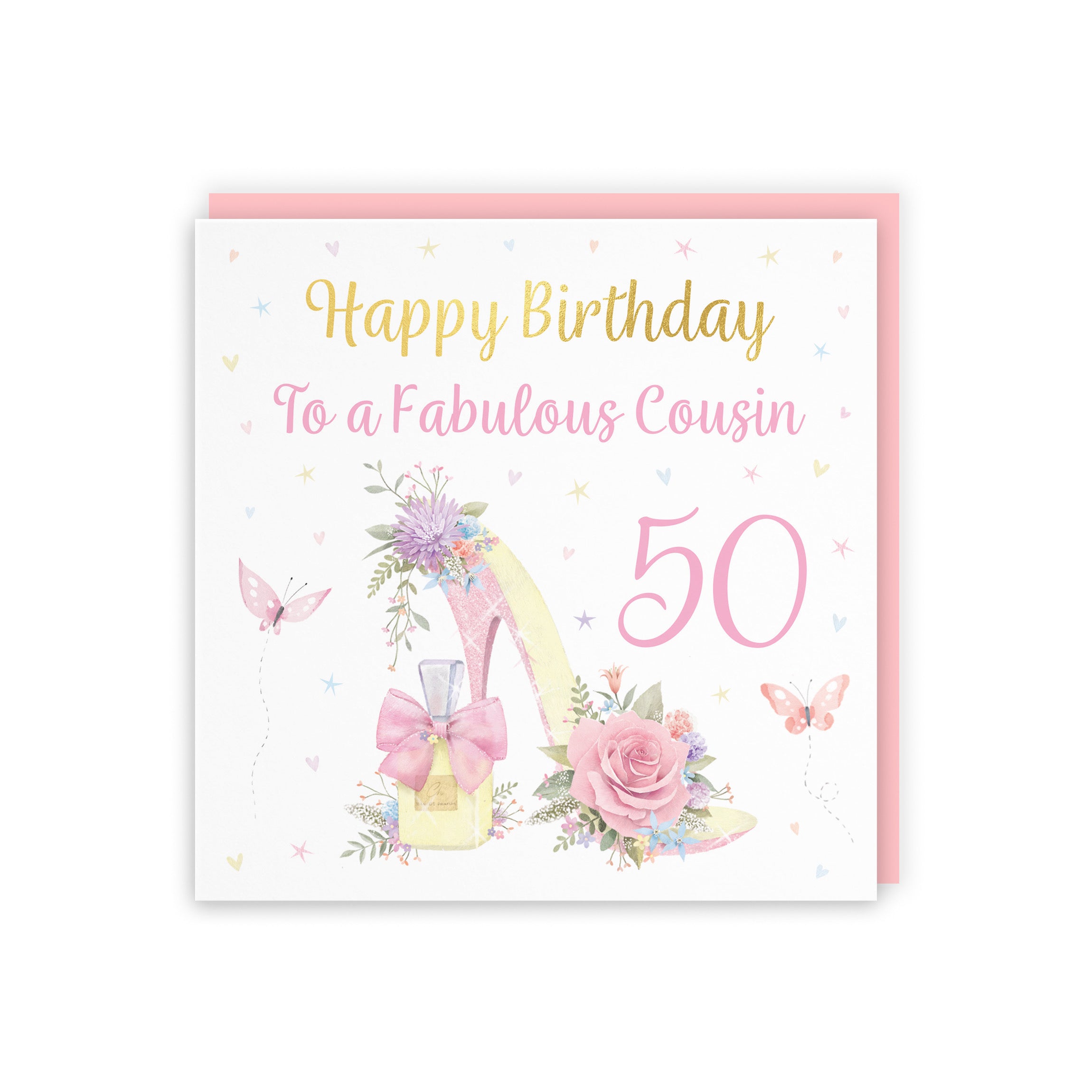 50th Cousin High Heel And Perfume Birthday Card Gold Foil Milo's Gallery - Default Title (5063396030803)