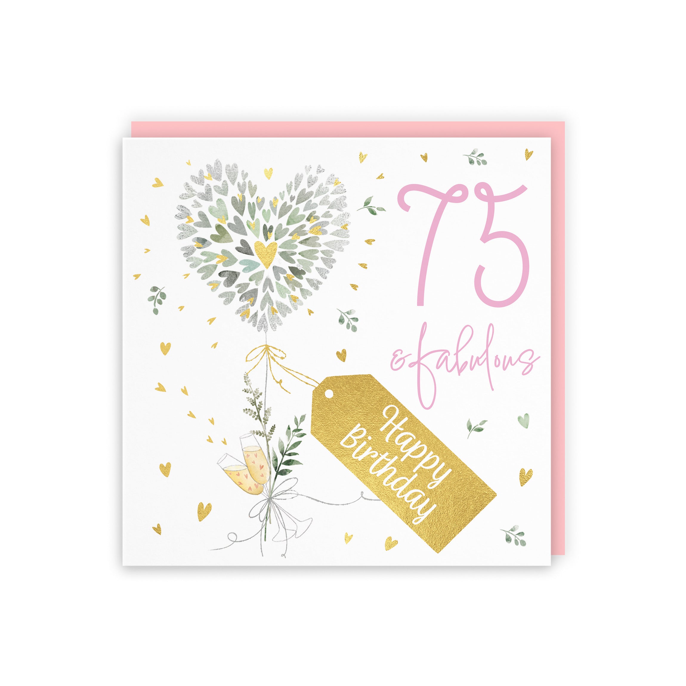 75th Contemporary Hearts Birthday Card Gold Foil Milo's Gallery - Default Title (5063396031596)