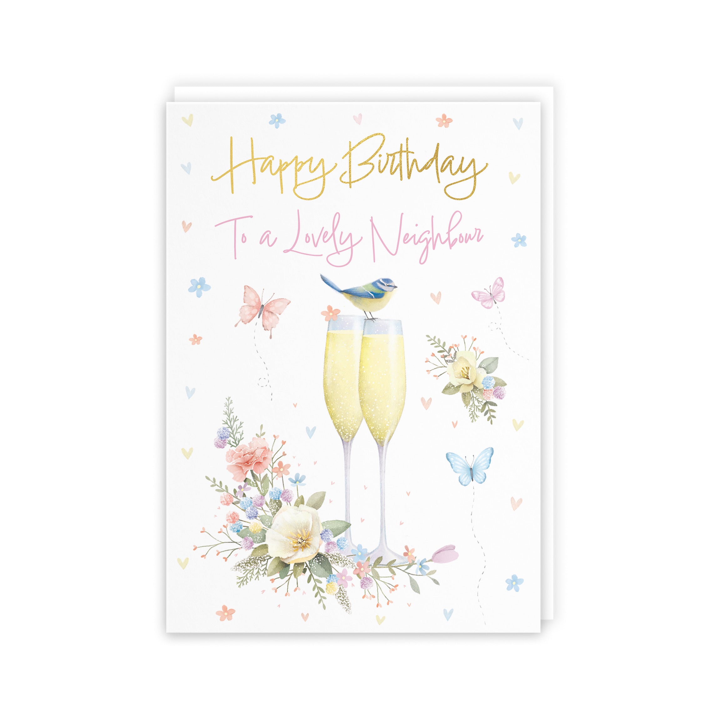 Neighbour Champagne Flutes Gold Foil Birthday Card Milo's Gallery - Default Title (5063396033286)