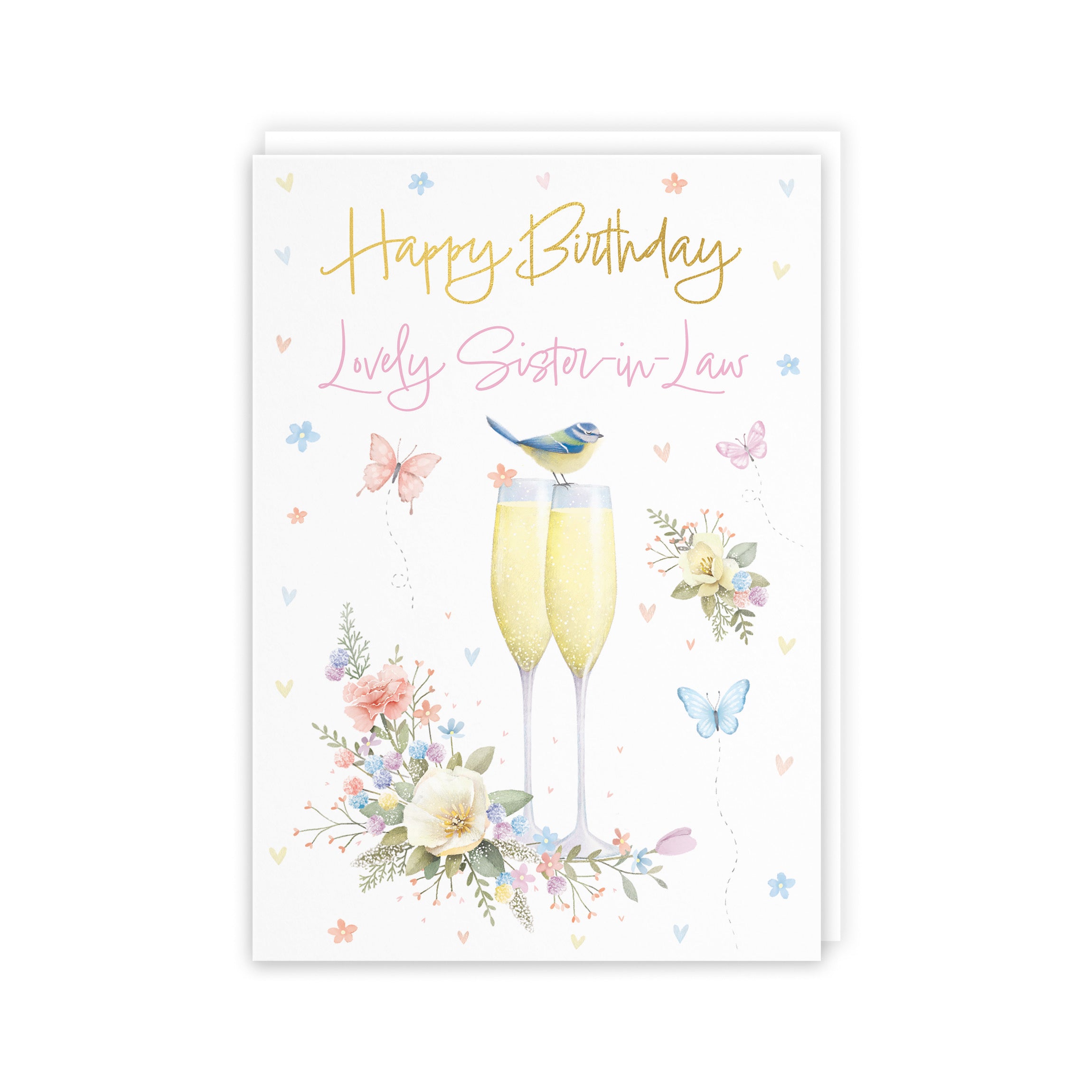 Sister In Law Champagne Flutes Gold Foil Birthday Card Milo's Gallery - Default Title (5063396033330)