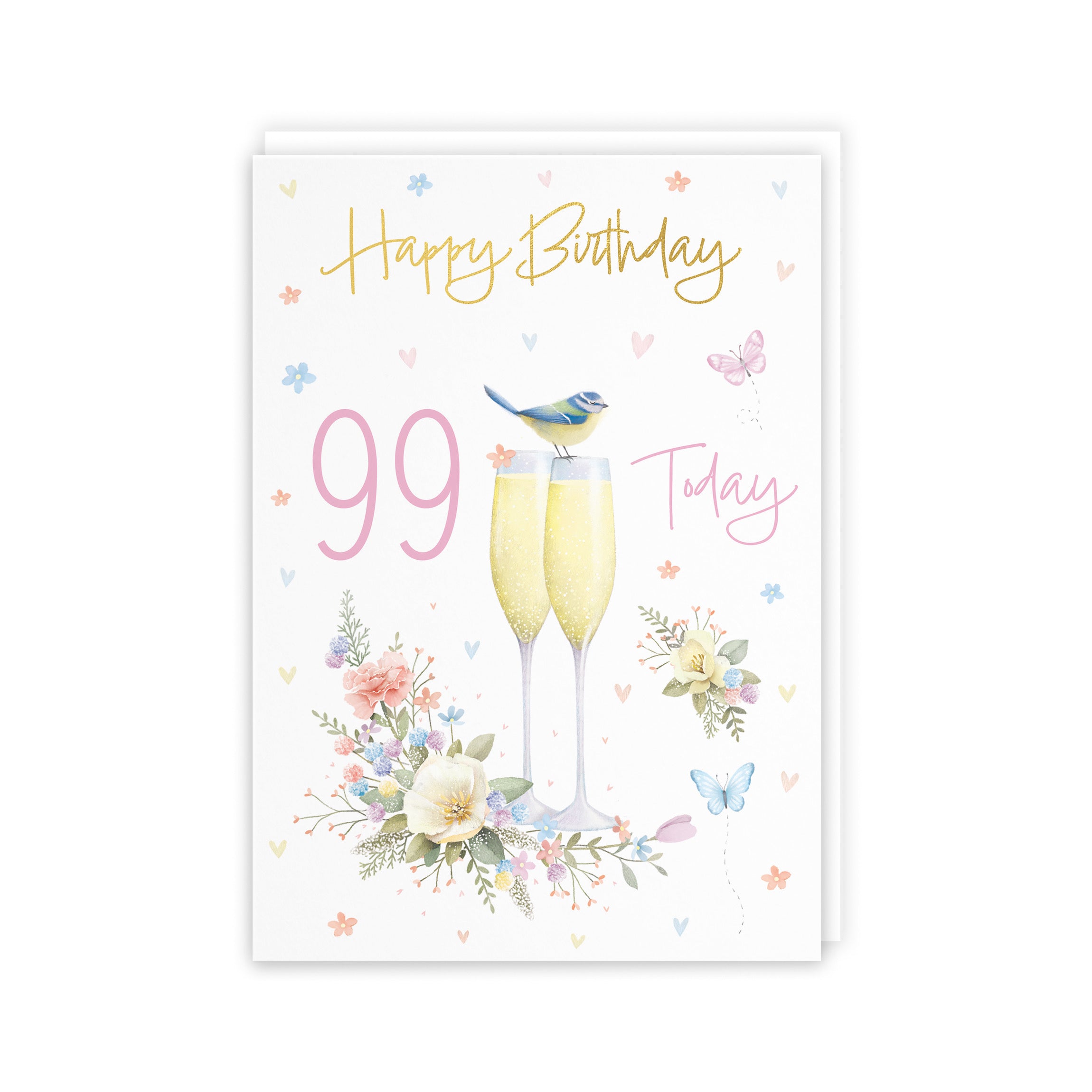 99th Champagne Flutes Gold Foil Birthday Card Milo's Gallery - Default Title (5063396033668)