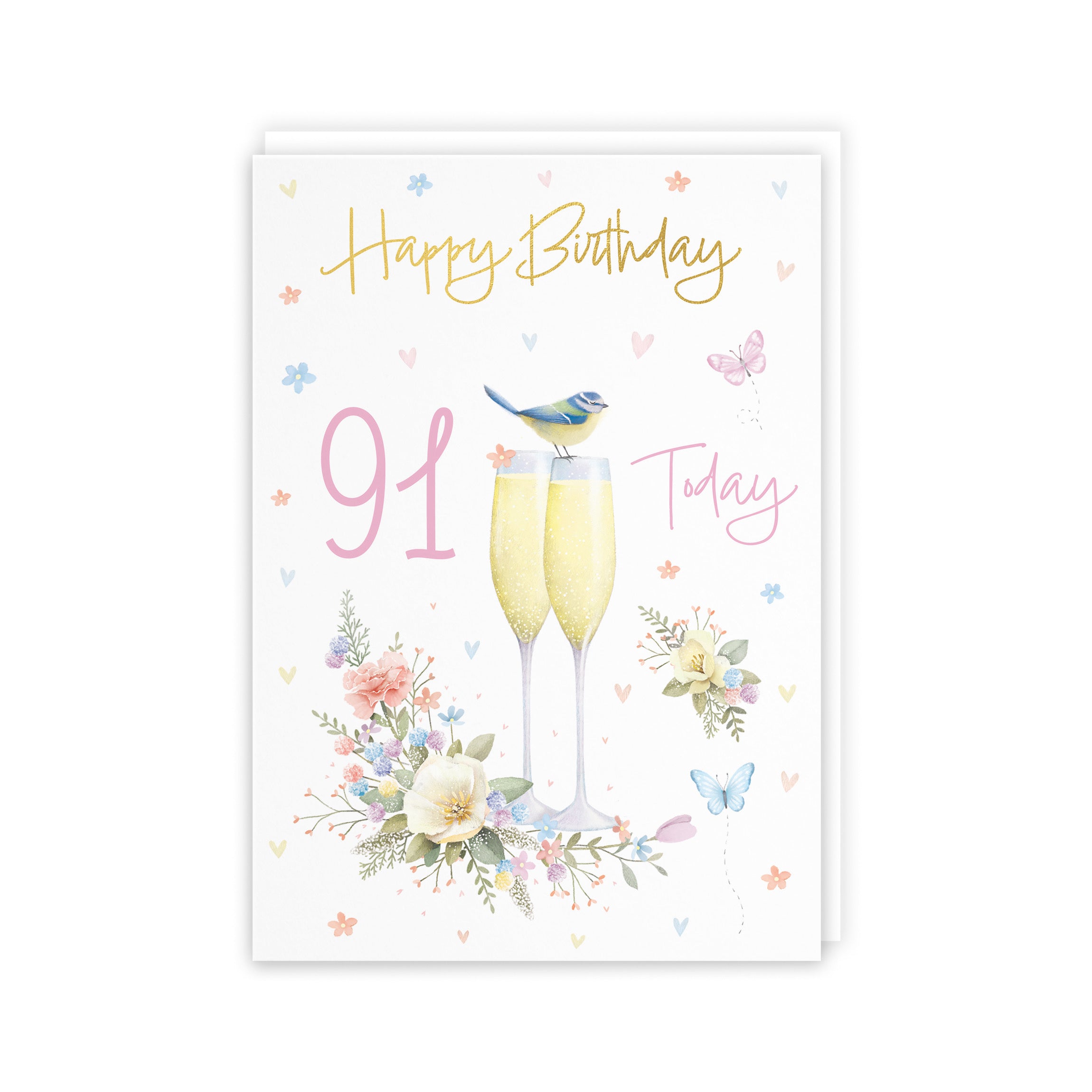 91st Champagne Flutes Gold Foil Birthday Card Milo's Gallery - Default Title (5063396033743)