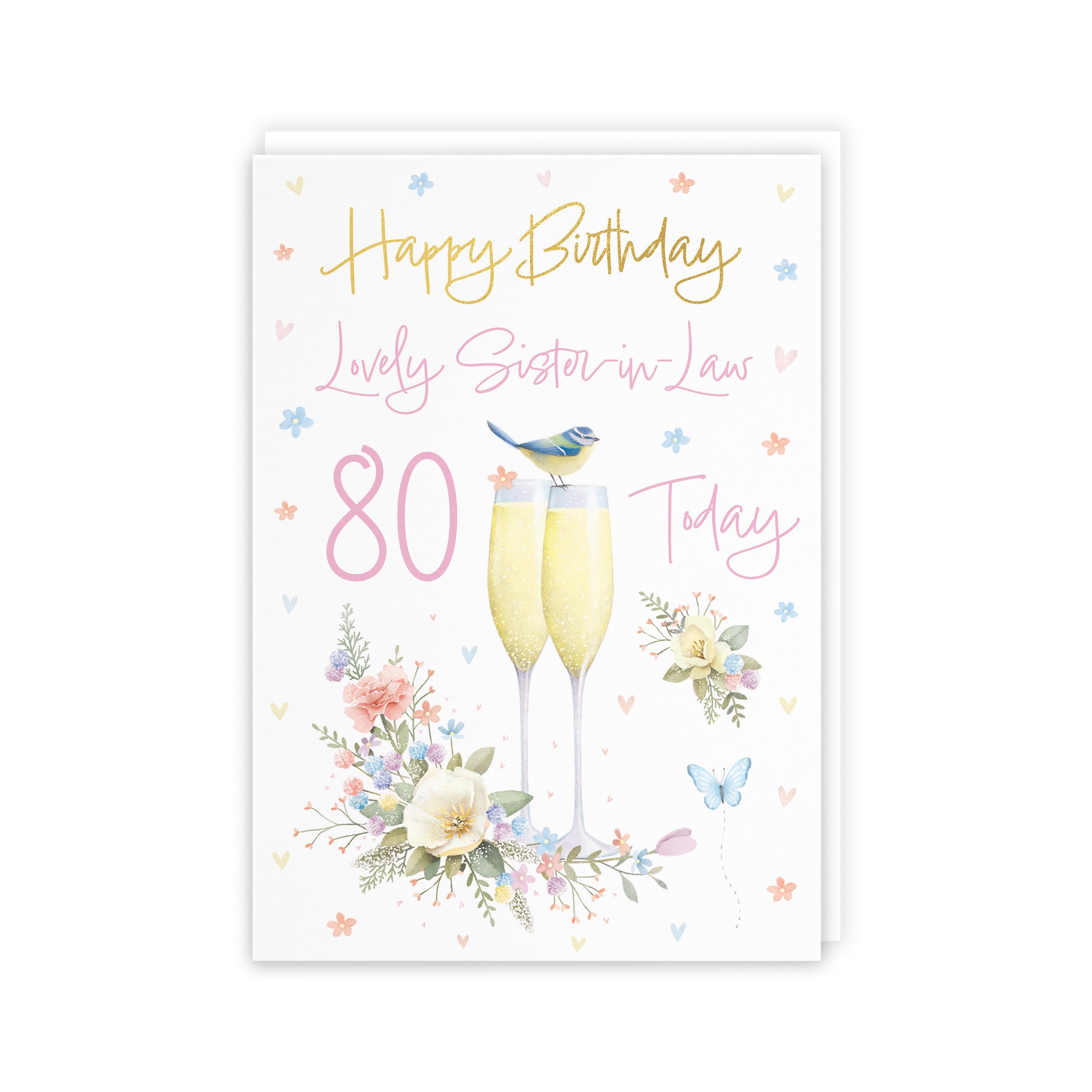 80th Sister In Law Champagne Flutes Gold Foil Birthday Card Milo's Gallery - Default Title (5063396033972)