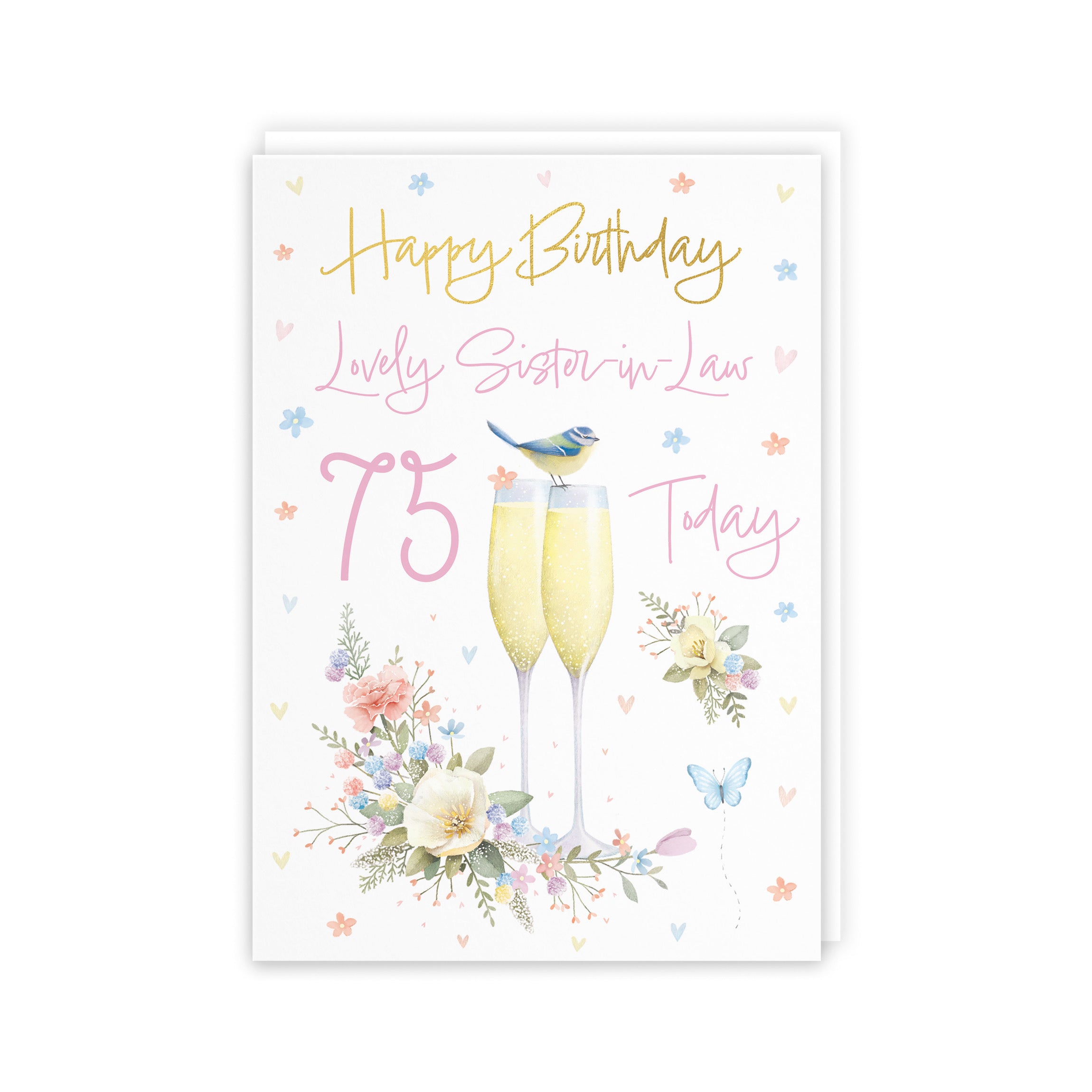 75th Sister In Law Champagne Flutes Gold Foil Birthday Card Milo's Gallery - Default Title (5063396033989)